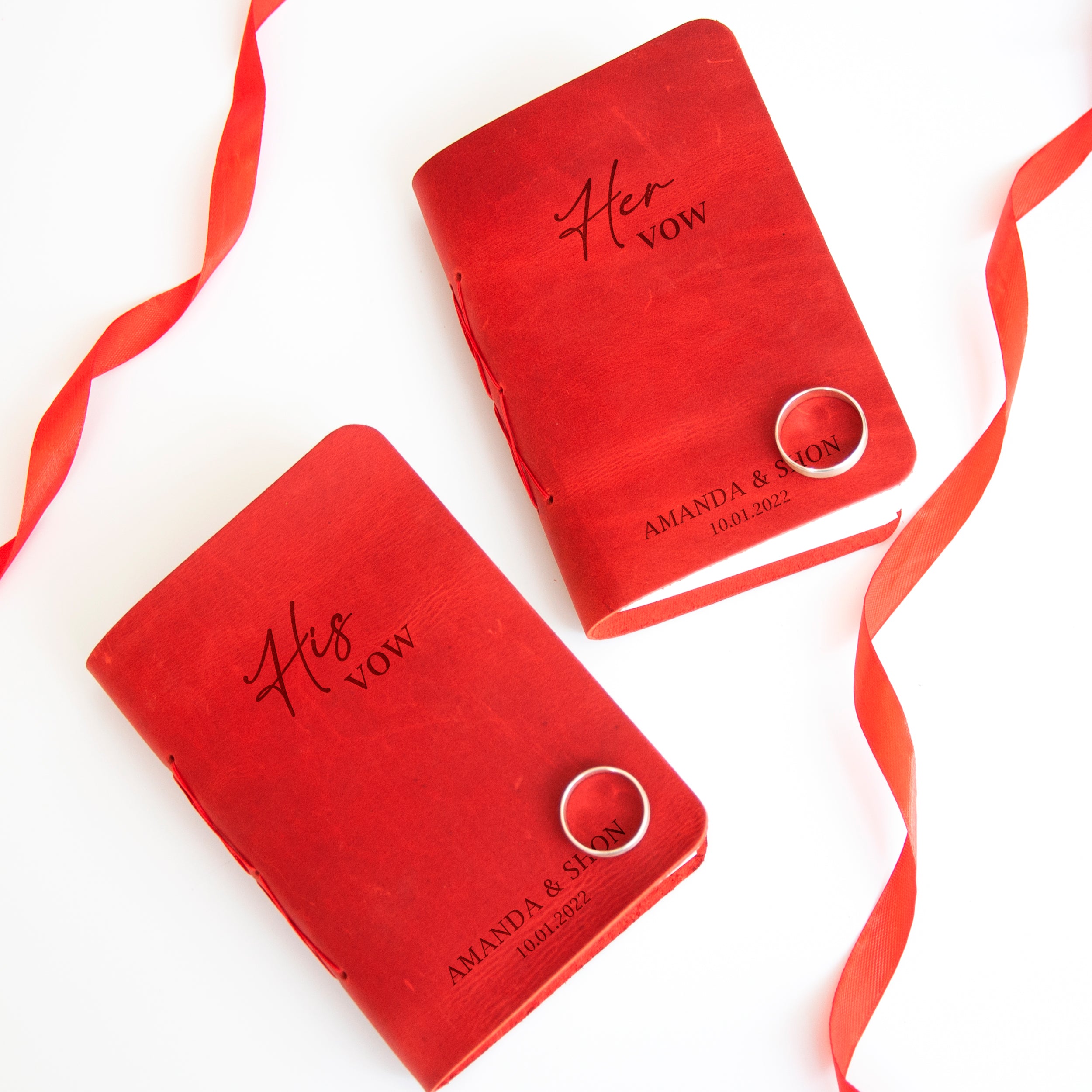 His & Hers Vows - Set of 2 Personalized Vow Books - Mr and Mrs Wedding Gift