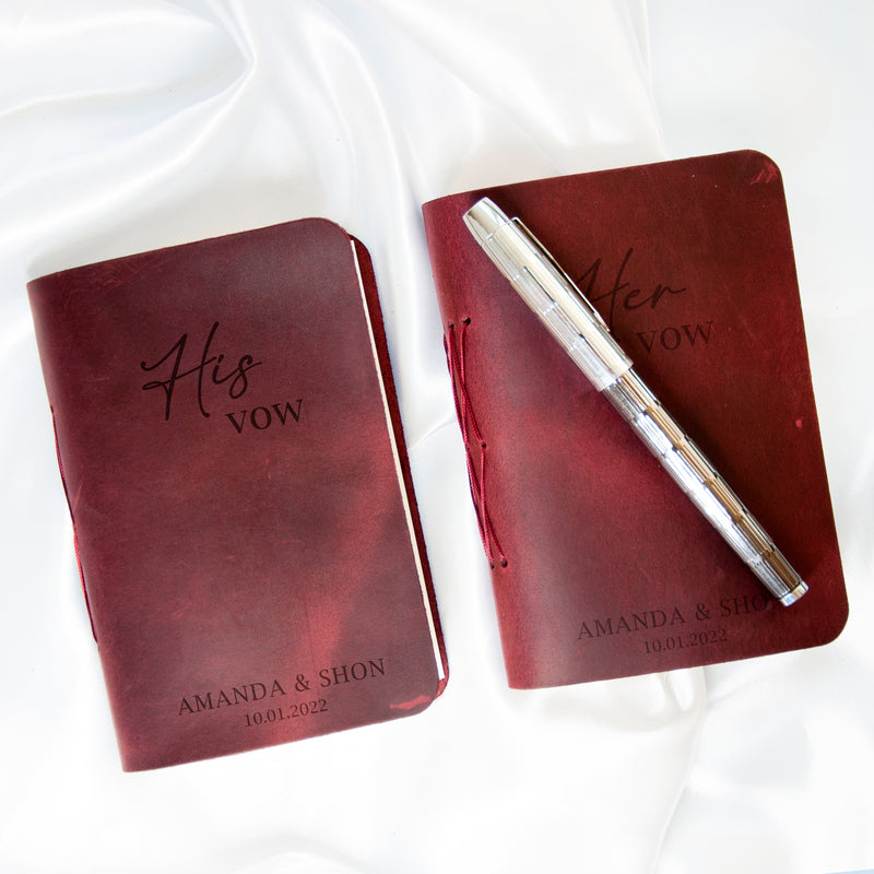 His & Hers Vows - Set of 2 Personalized Vow Books - Mr and Mrs Wedding Gift