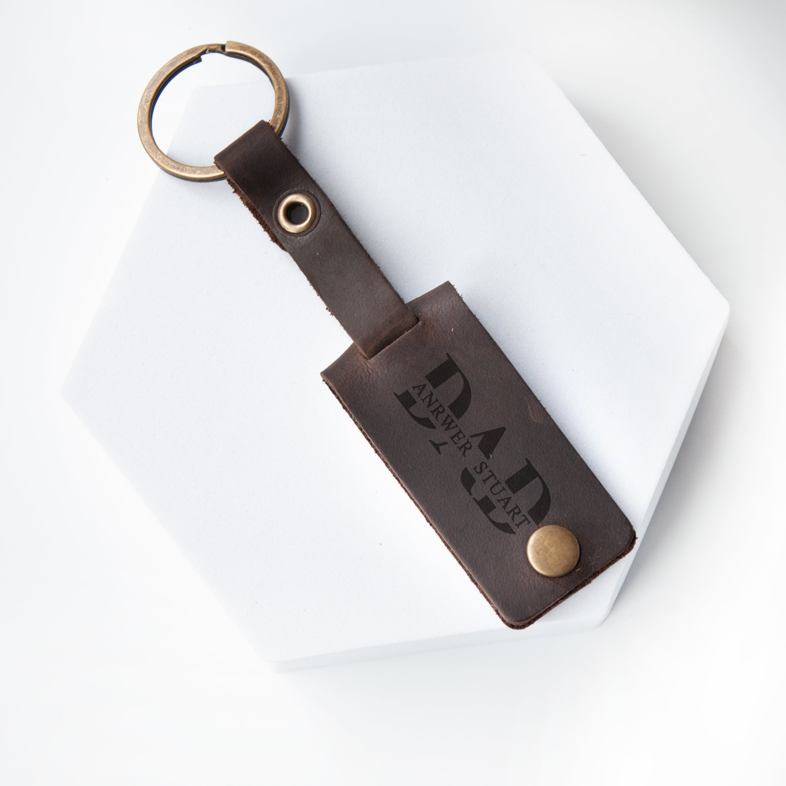 Personalized Leather Photo Keychain - Father's Day Gift