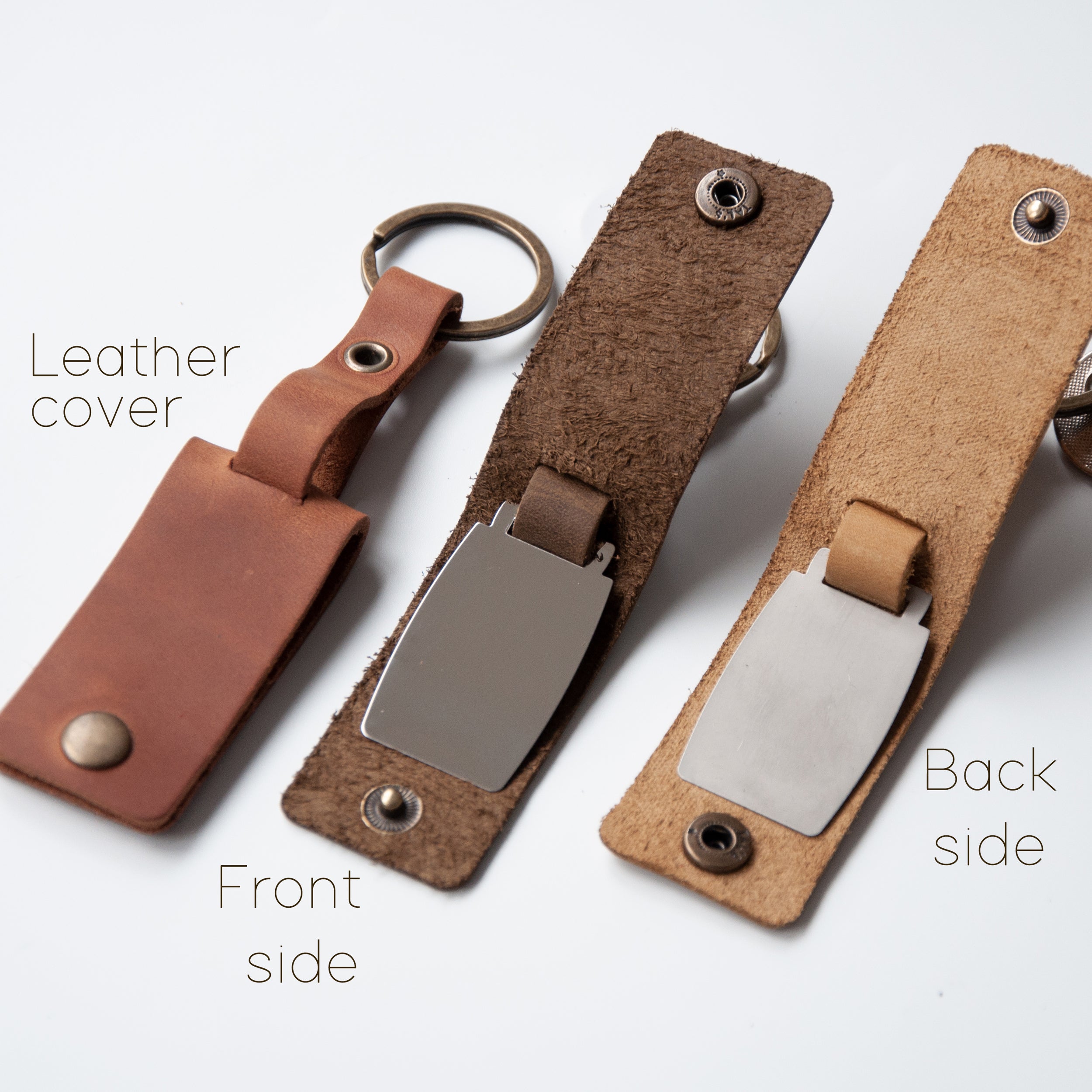 Personalized Leather Photo Keychain - Father's Day Gift