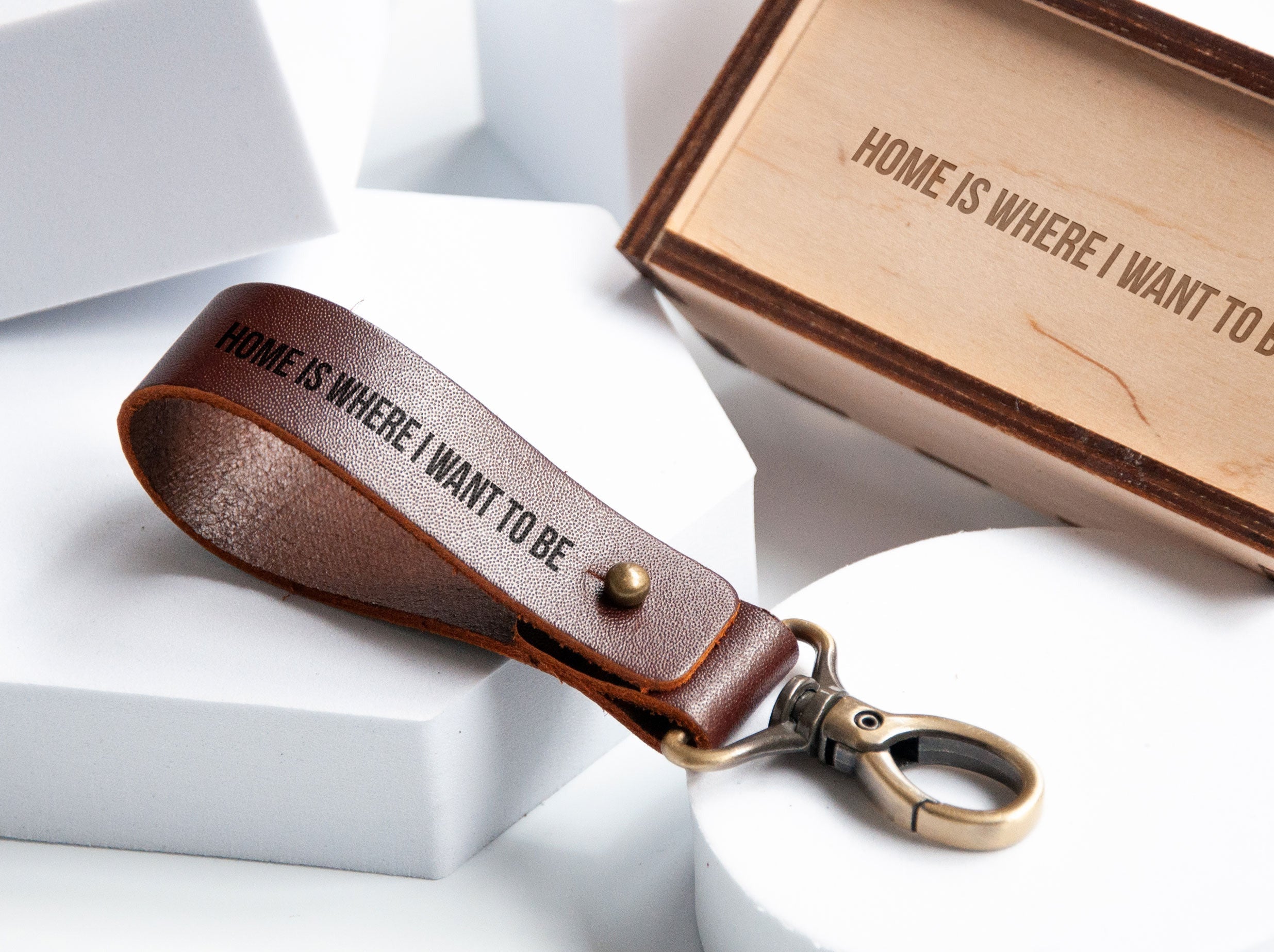 Custom Leather Key Fob - Birthday Gift for Him