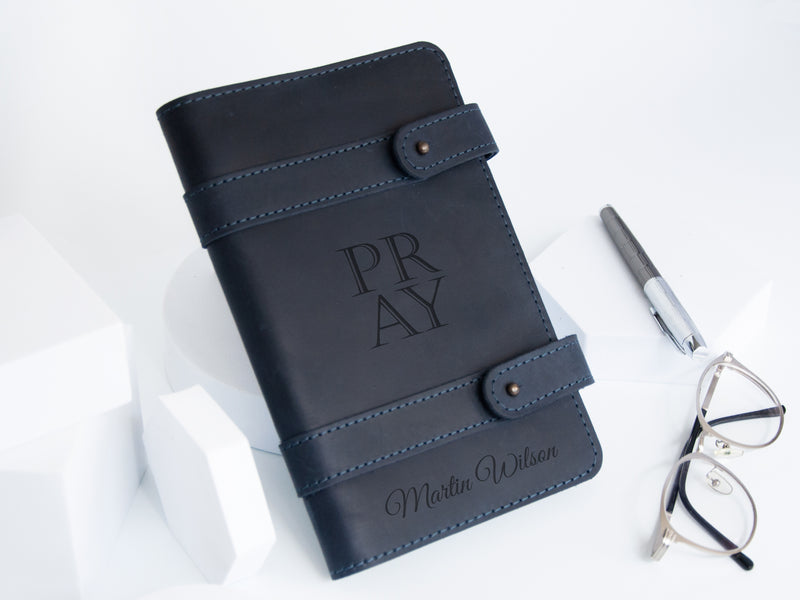 Blank or Lined Leather Journal with Name - Christian Gifts