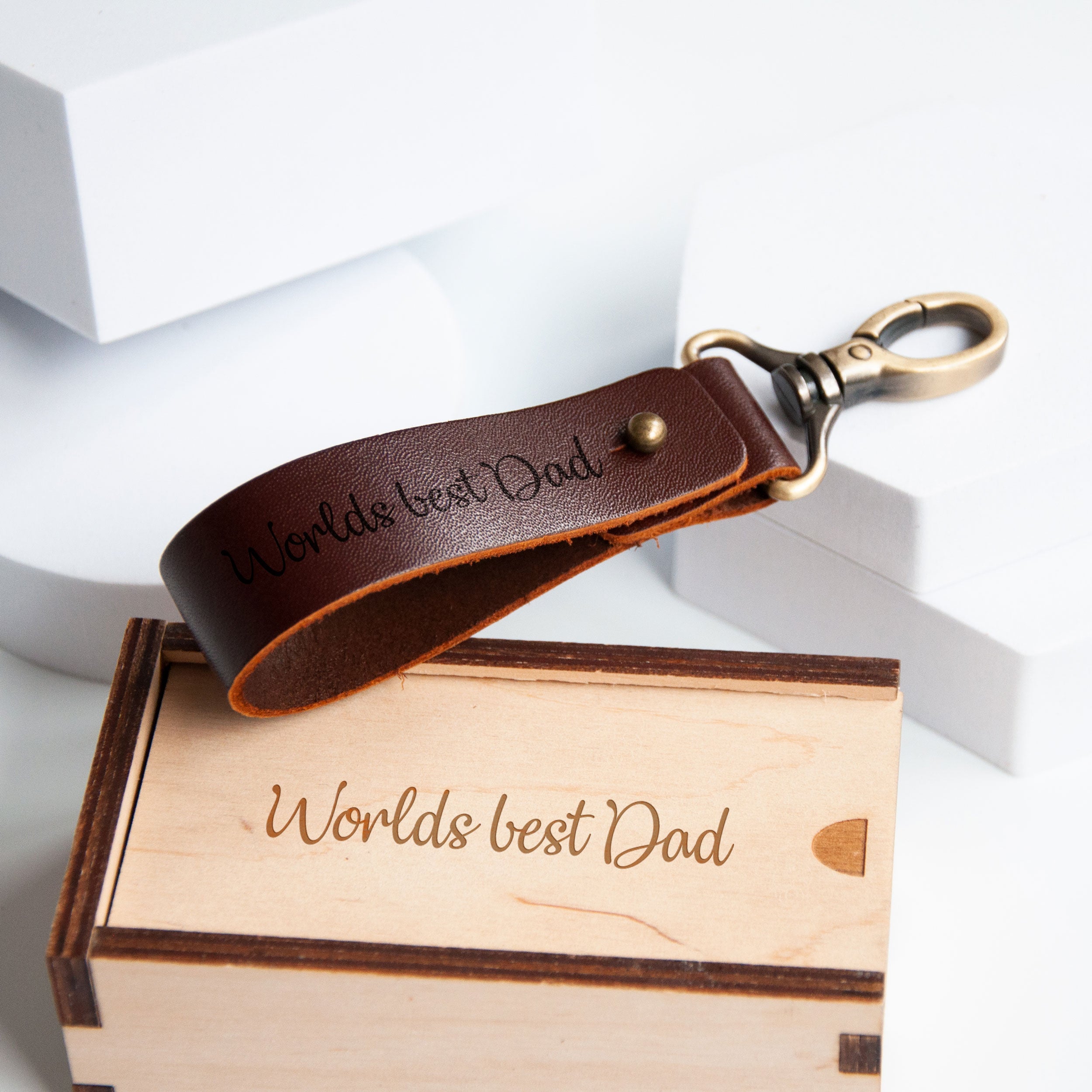 Custom Leather Keychain - Engraved Keychain for Boyfriend