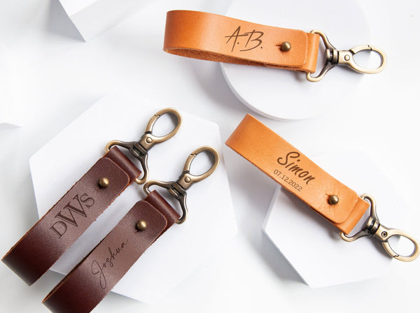 Leather Keychain - Fathers Day Gift for Him from Son