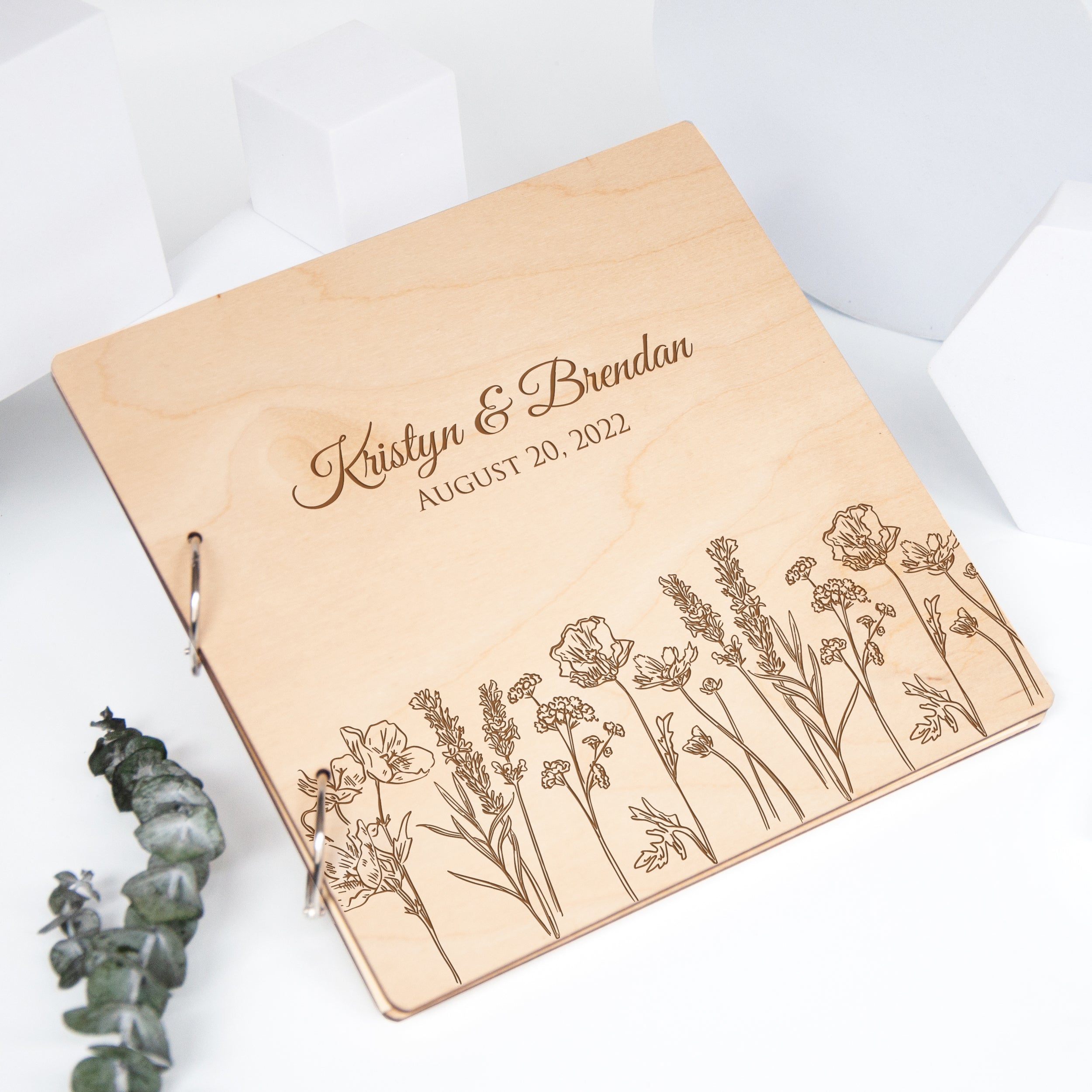 Wedding Guest Book with Flowers - Wedding Sign Book