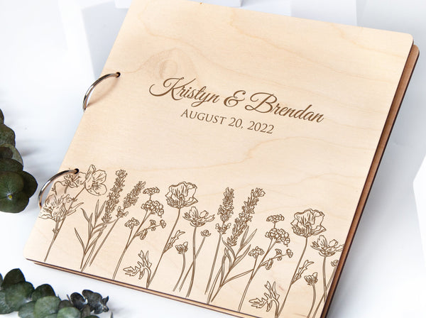 Wedding Guest Book with Flowers - Wedding Sign Book