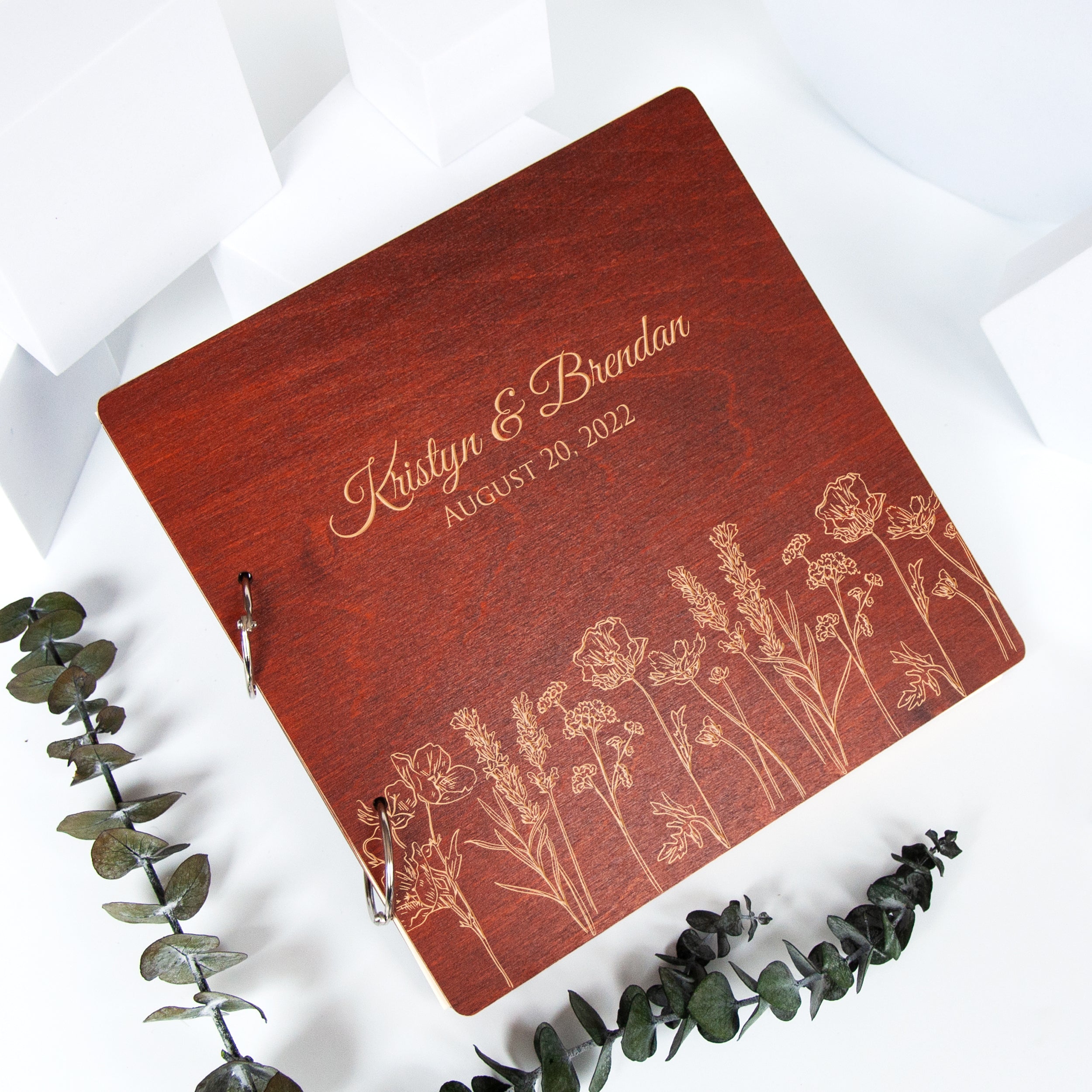 Wedding Guest Book with Flowers - Wedding Sign Book