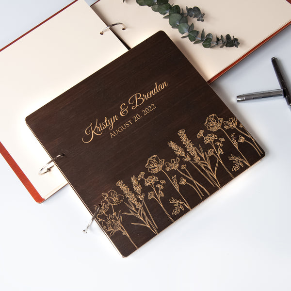 Wedding Guest Book with Flowers - Wedding Sign Book