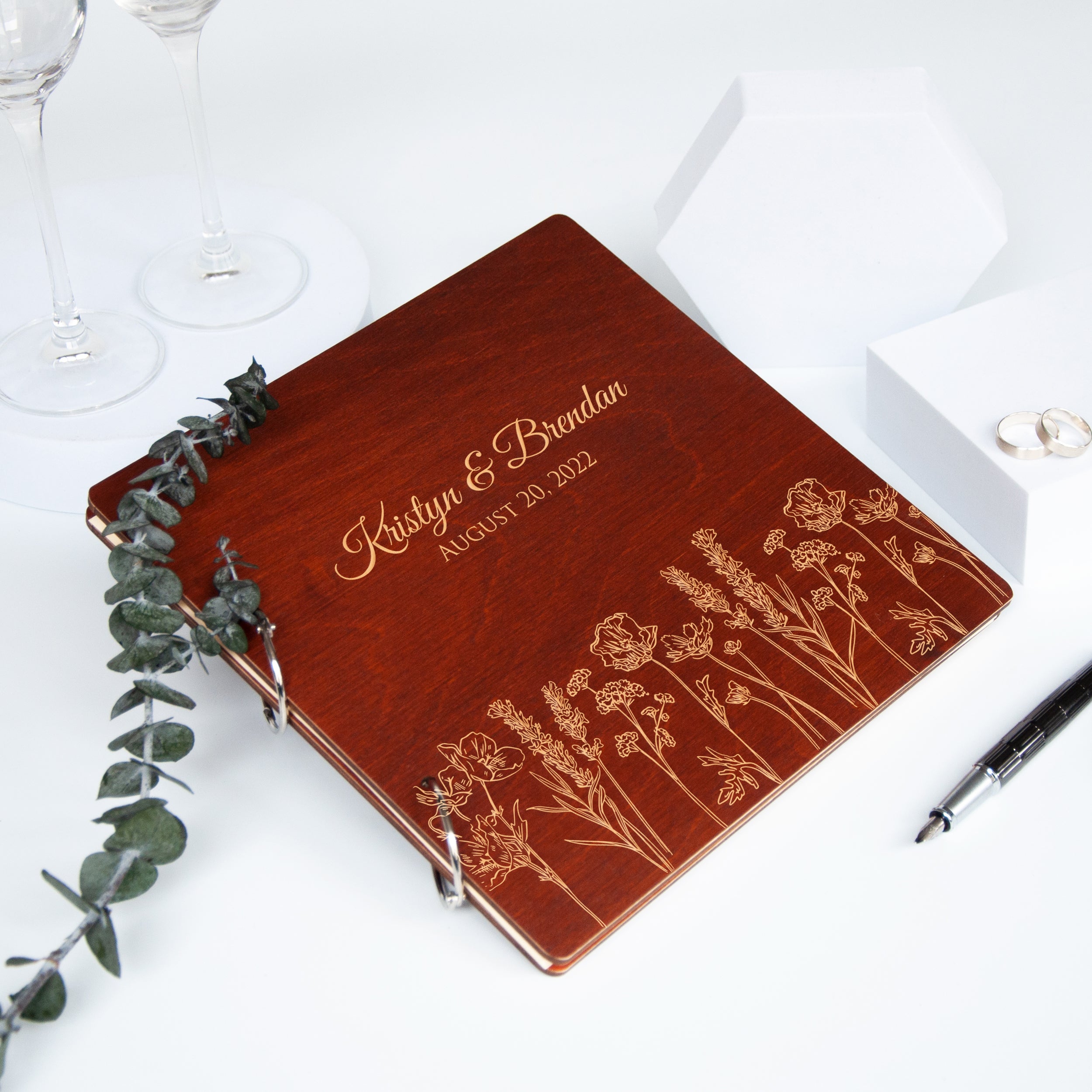 Wedding Guest Book with Flowers - Wedding Sign Book