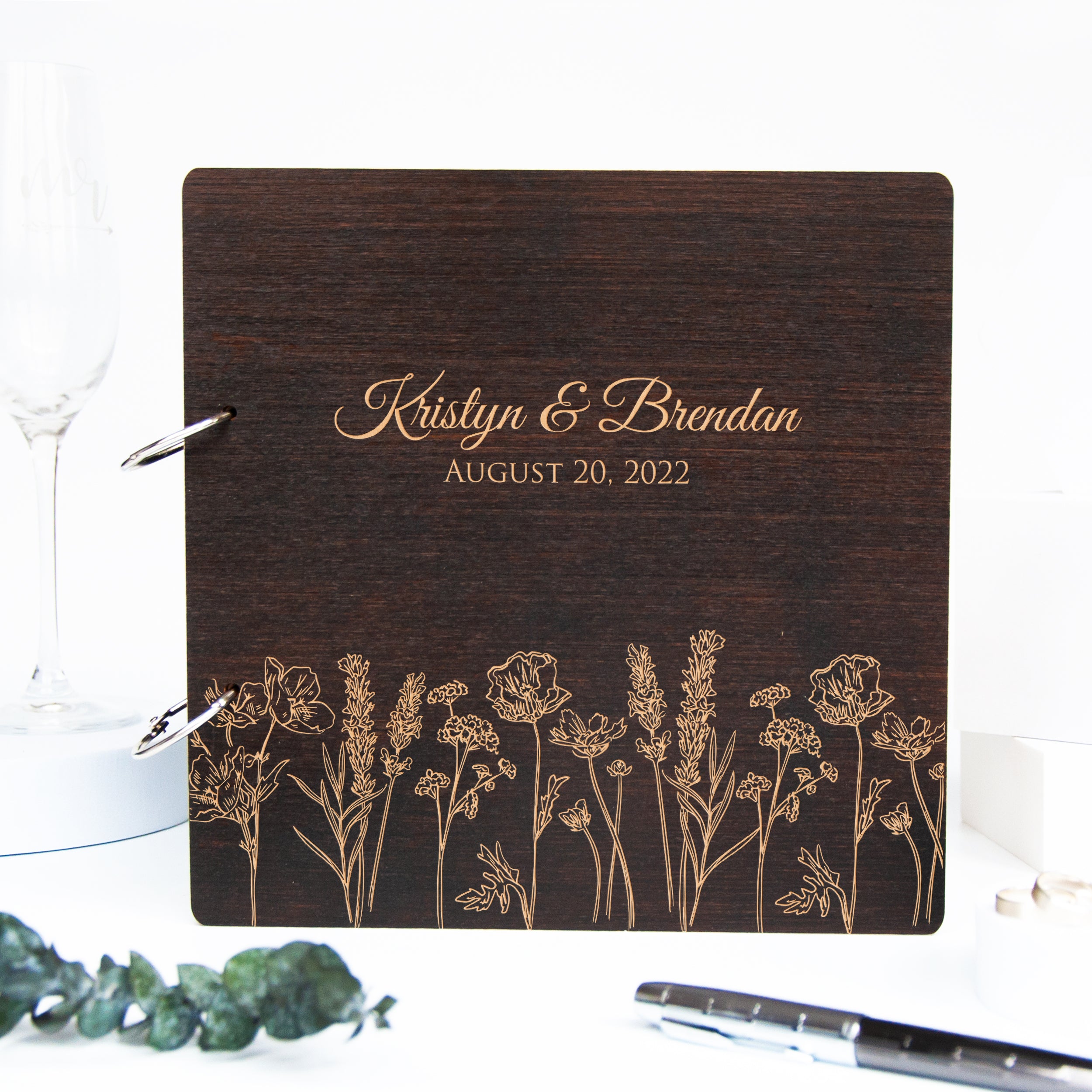 Wedding Guest Book with Flowers - Wedding Sign Book