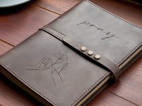 Leather Journal Notebook Pray - Woman Christian Gifts