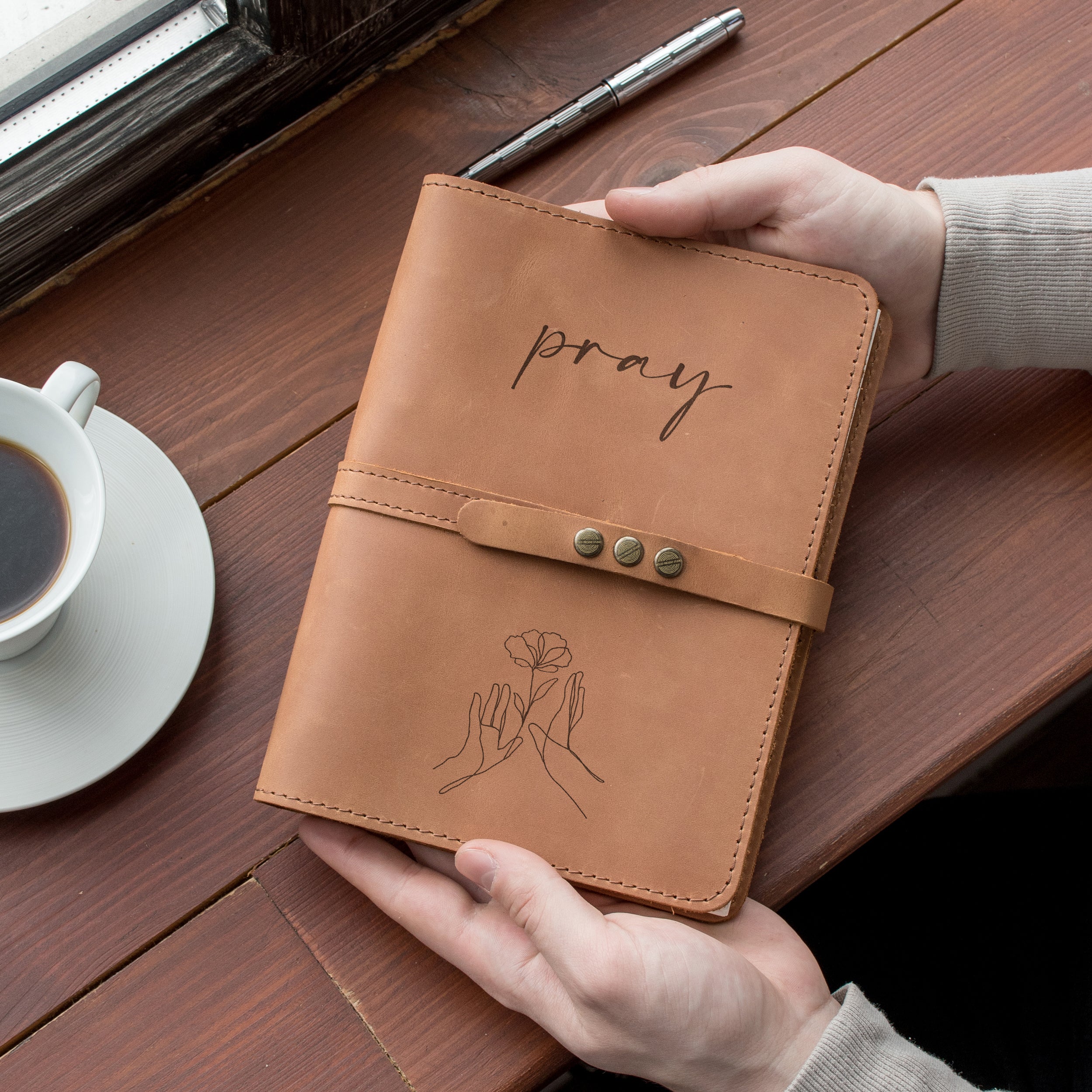 Leather Journal Notebook Pray - Woman Christian Gifts