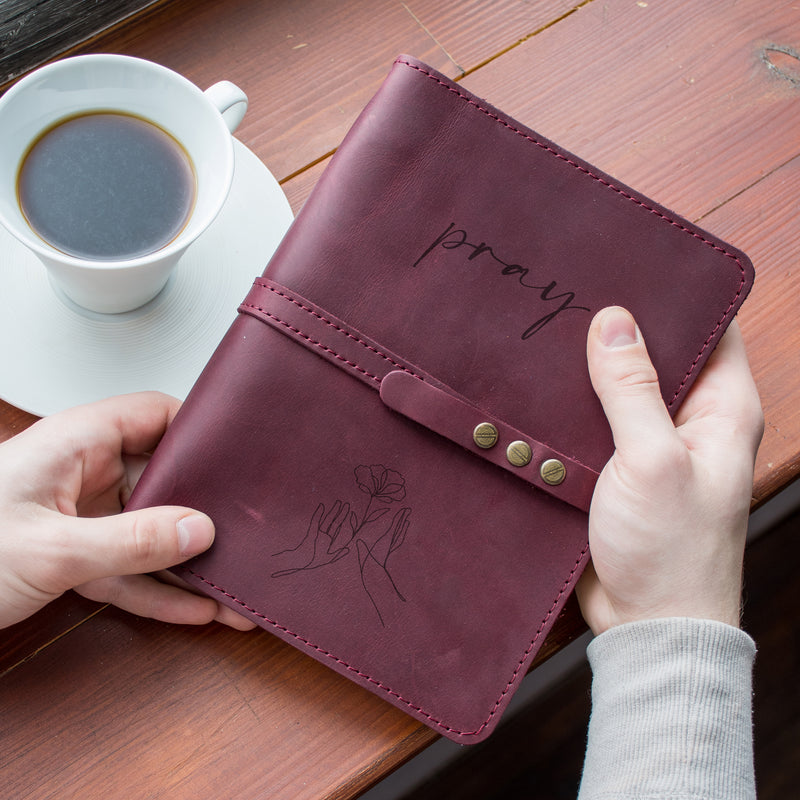 Leather Journal Notebook Pray - Woman Christian Gifts