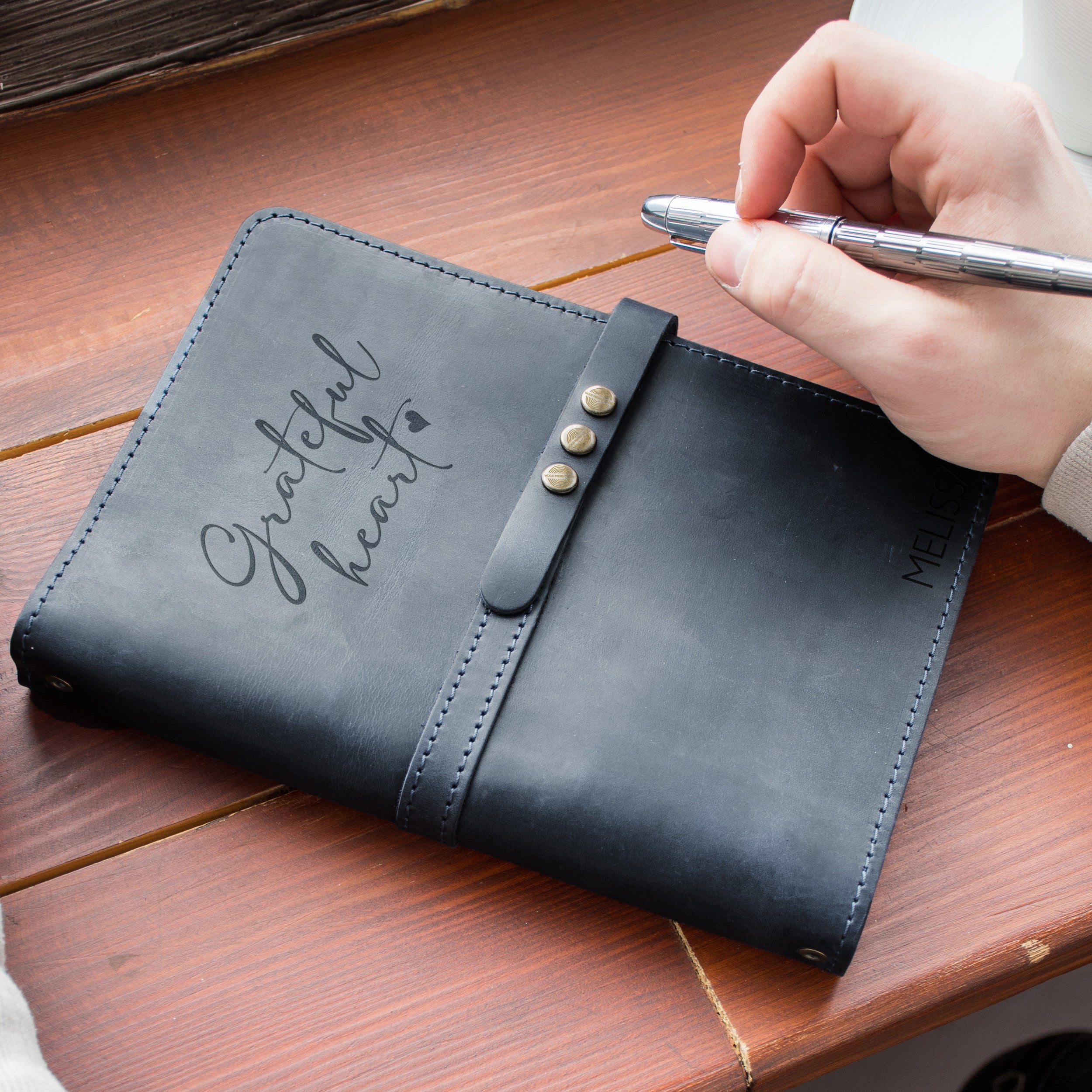 Personalized Leather Notebook Reffilable - Writing Notebook for Mom