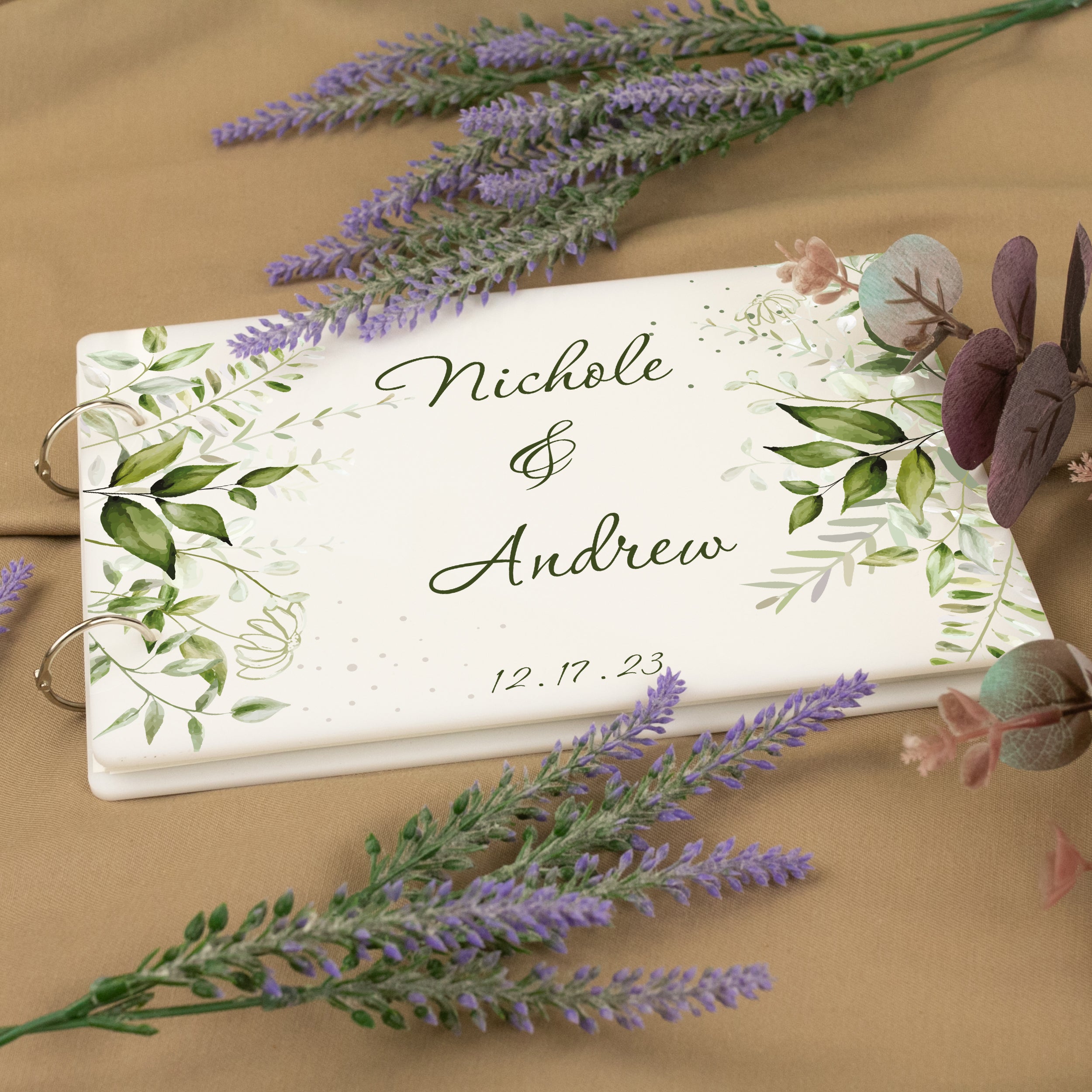 Personalized Greenary Wedding Guest Book for Wishes