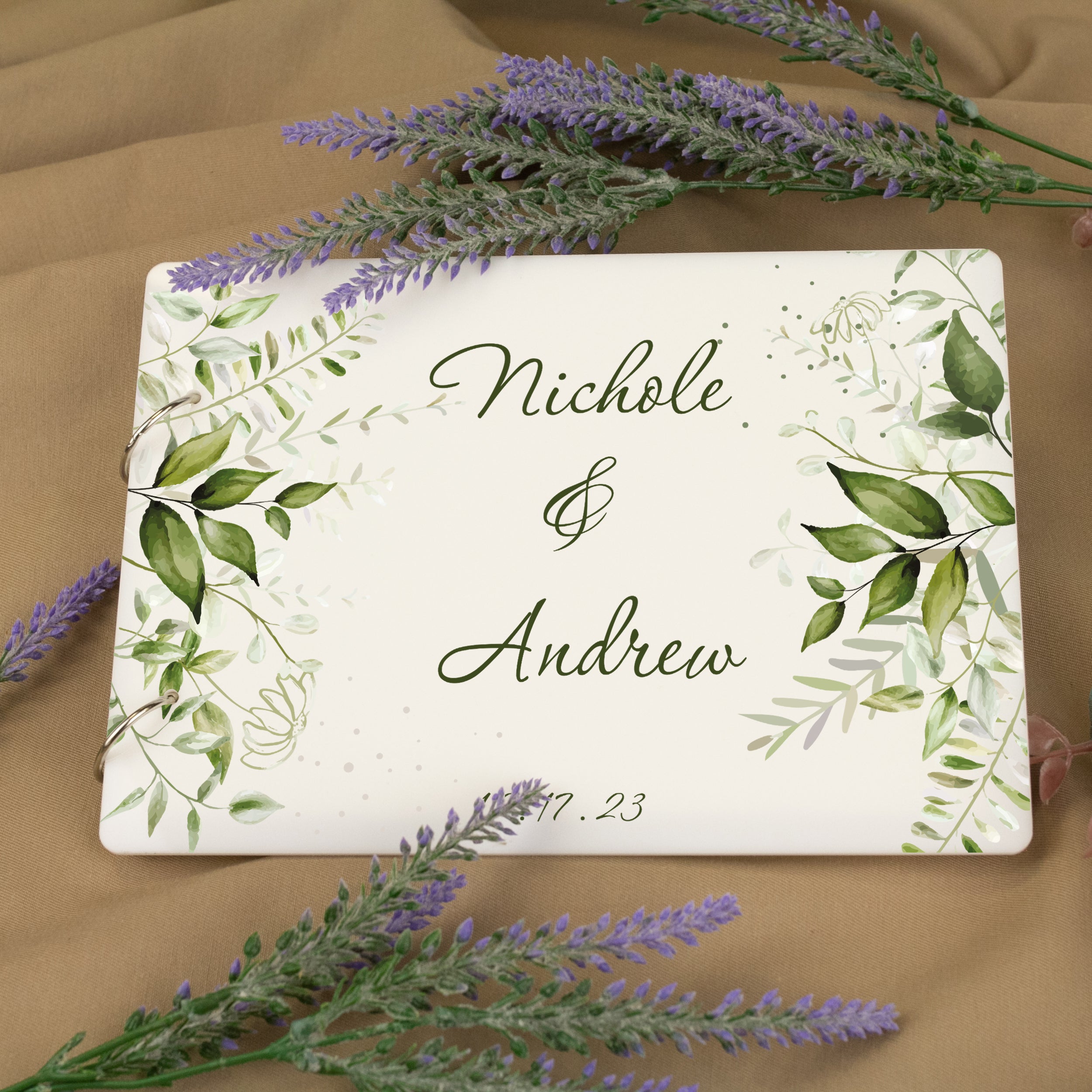 Personalized Greenary Wedding Guest Book for Wishes