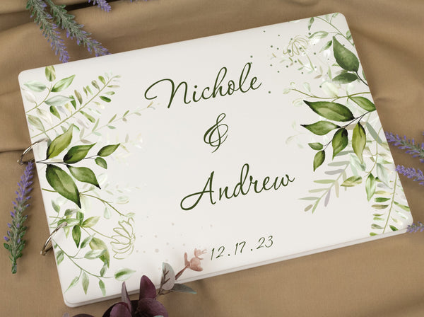 Personalized Greenary Wedding Guest Book for Wishes