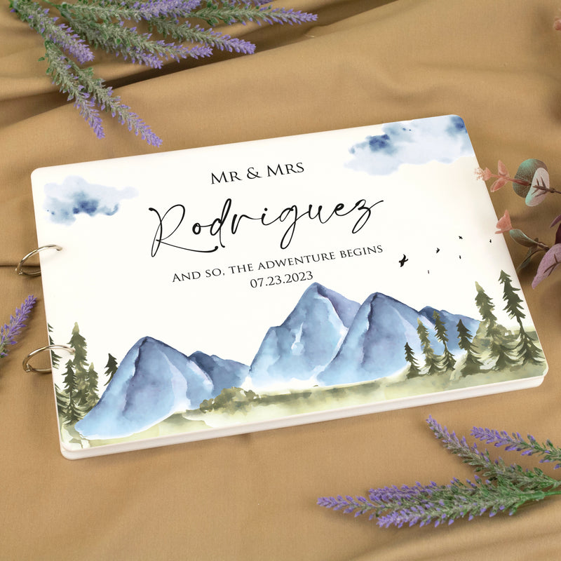 Modern Guestbook with Mountains And so the Adventure Begins