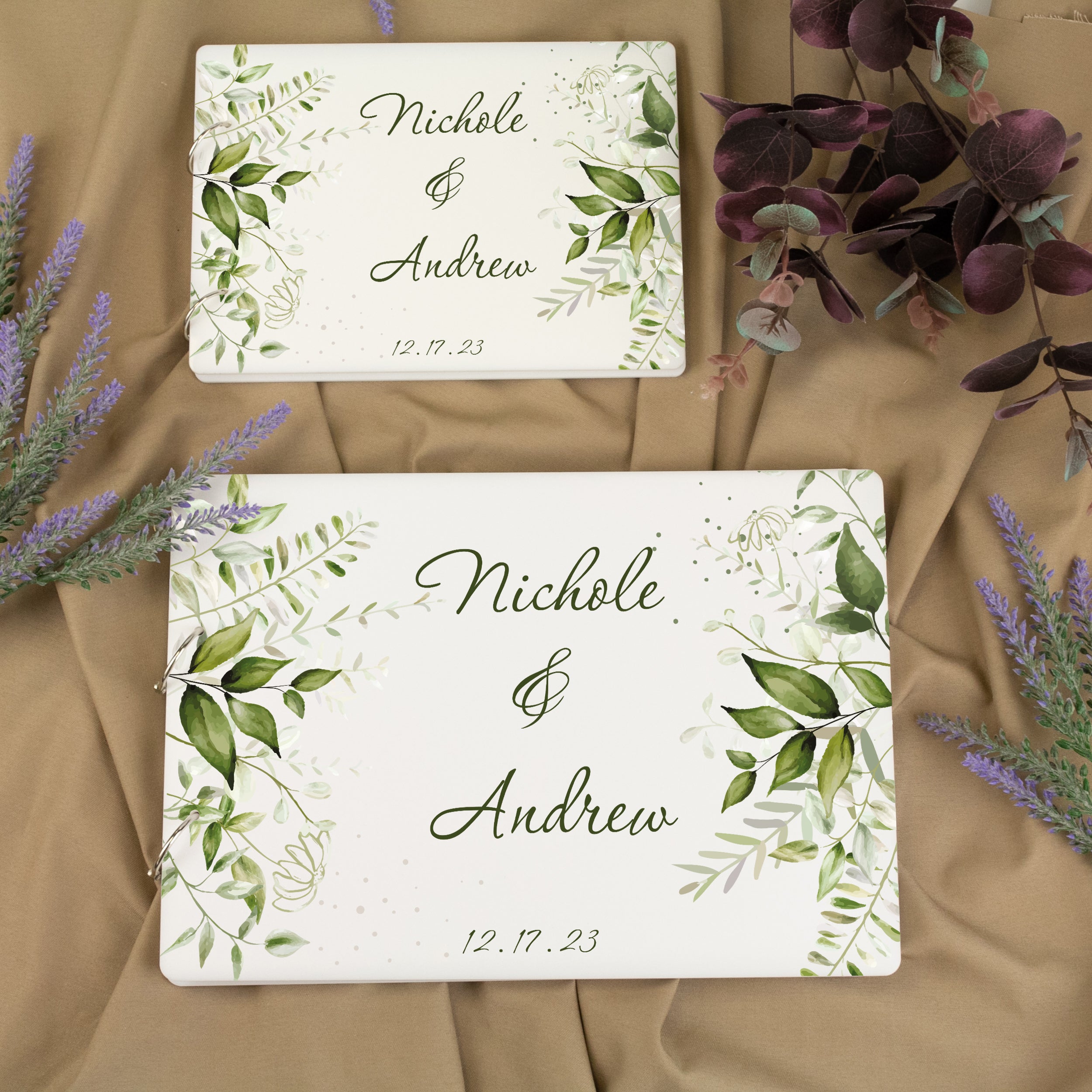 Personalized Greenary Wedding Guest Book for Wishes