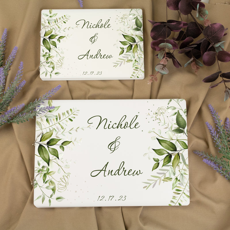 Personalized Greenary Wedding Guest Book for Wishes