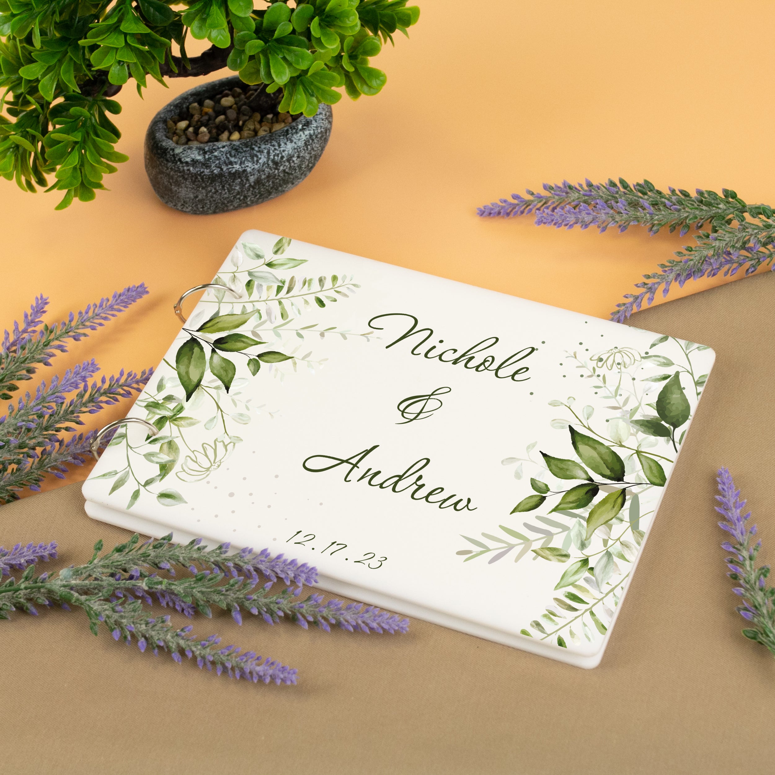 Personalized Greenary Wedding Guest Book for Wishes