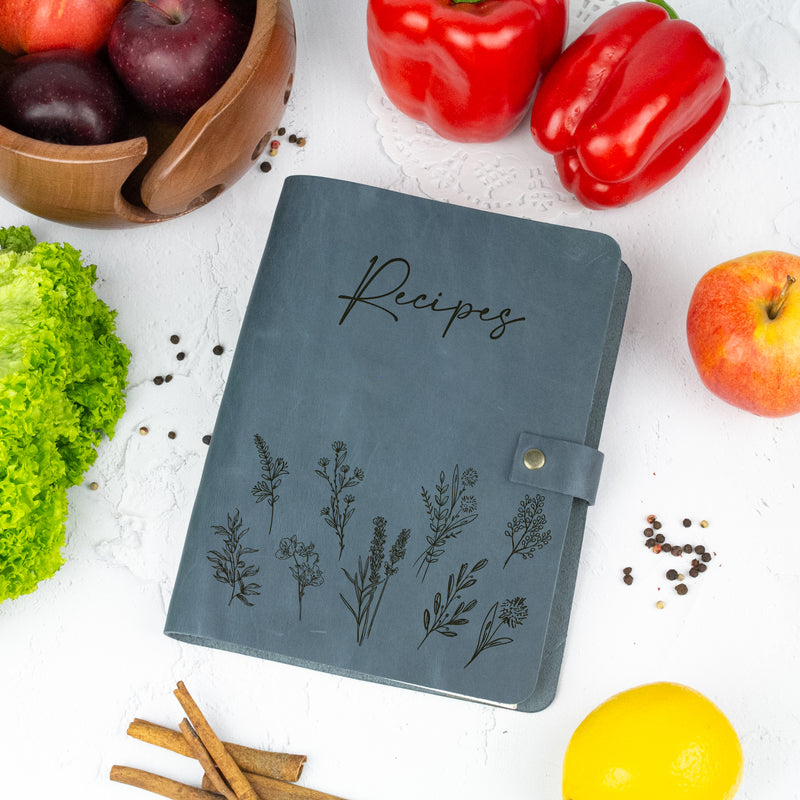 Leather Recipe Book, Personalized CookBook Binder