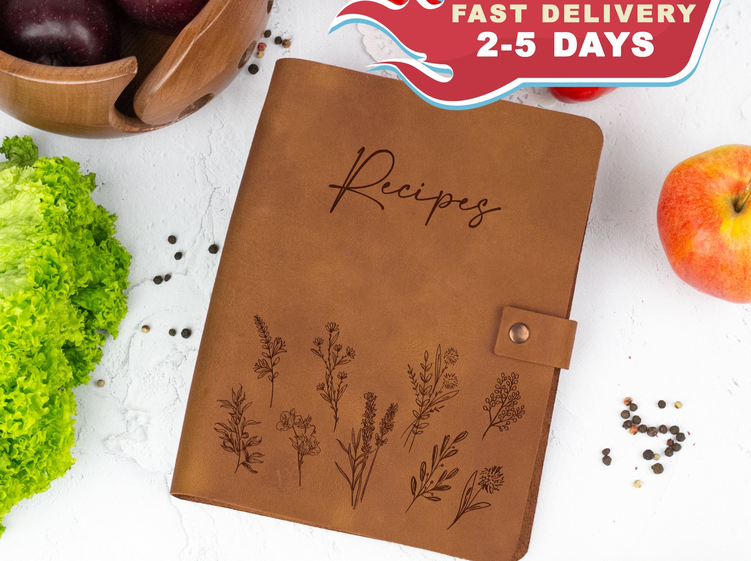 Leather Recipe Book, Personalized CookBook Binder