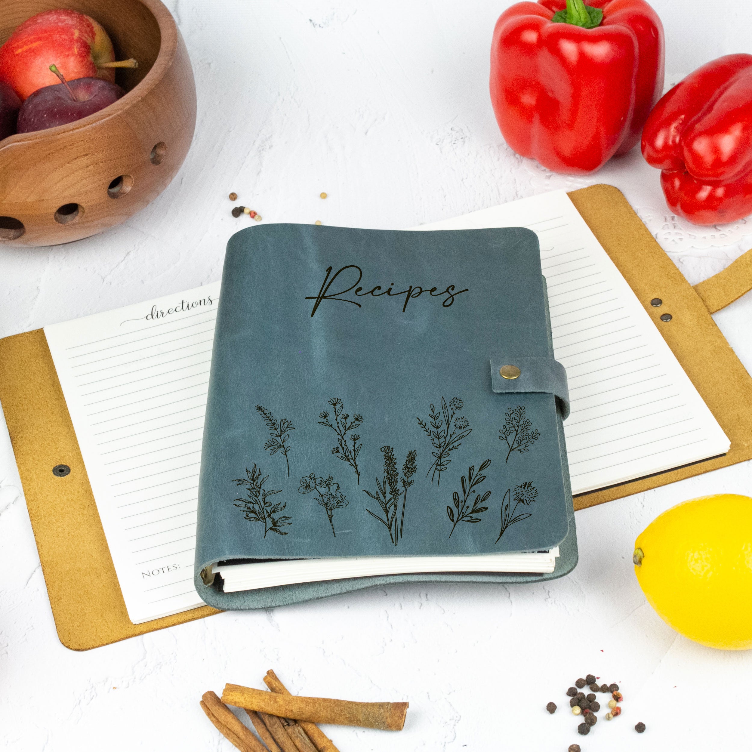 Leather Recipe Book, Personalized CookBook Binder