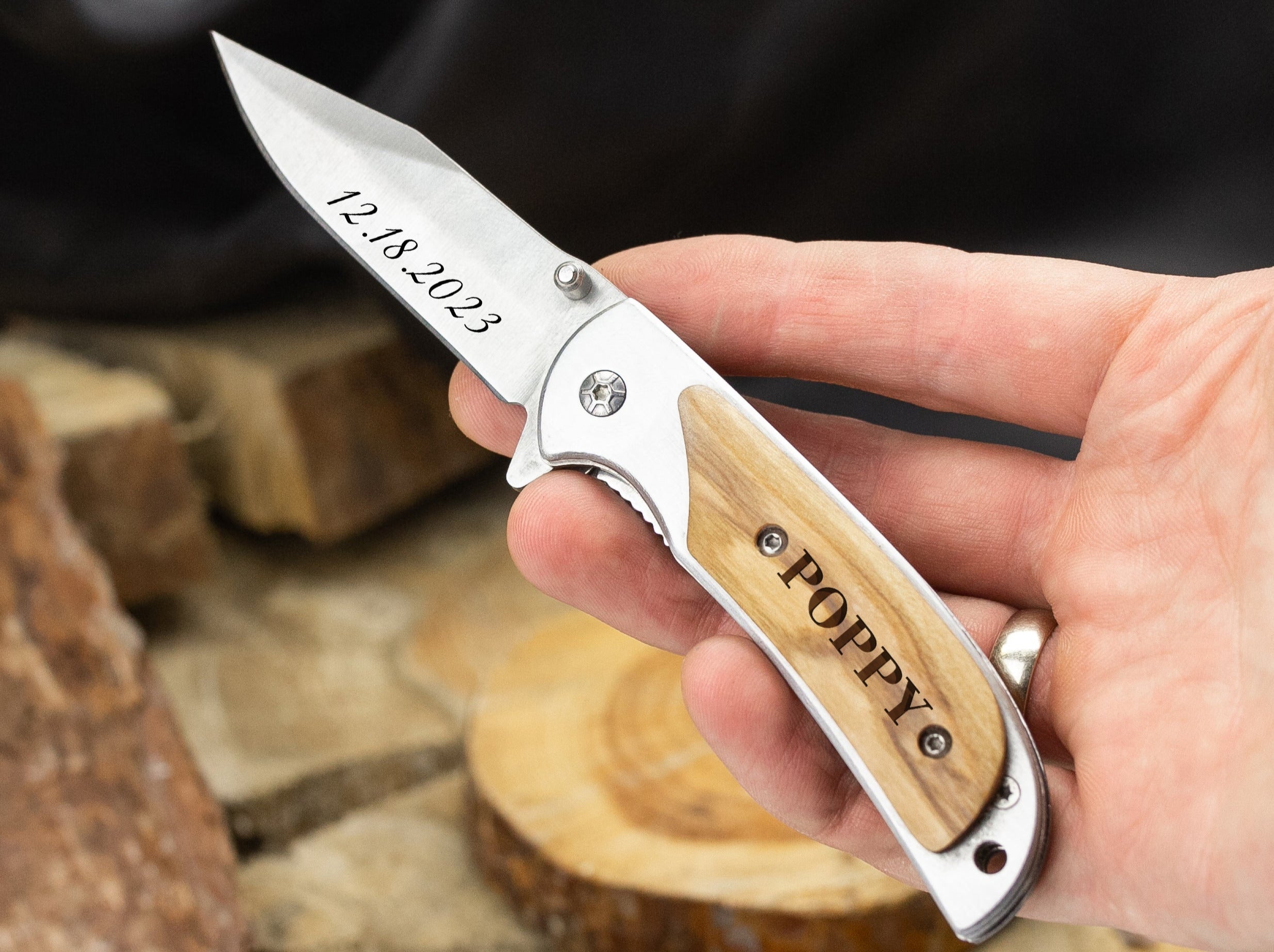 Custom Engraved Pocket Knife -  Christmas Gift for Him