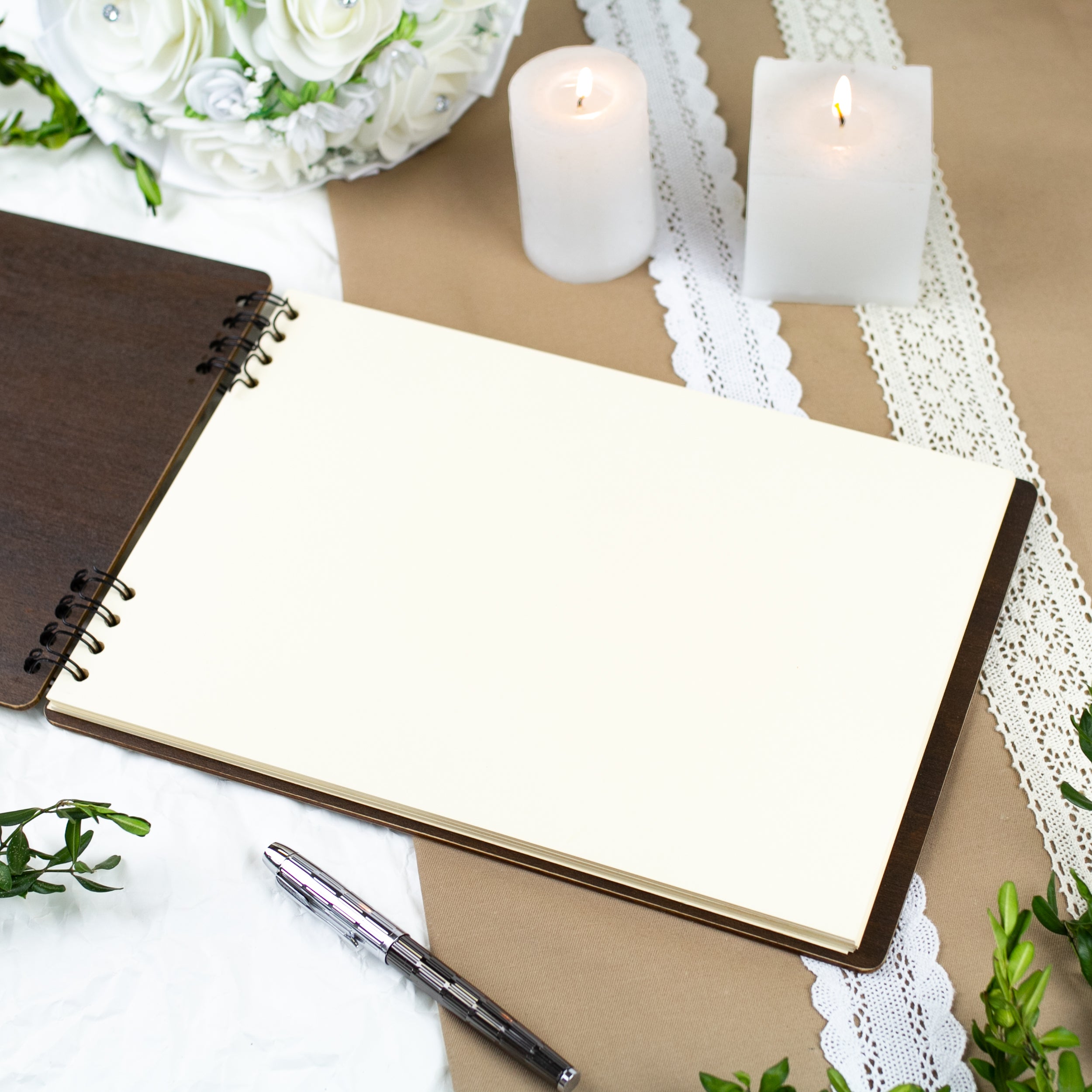 Alternative Custom Wedding Guestbook - Wooden Landscape Photo Guest Books