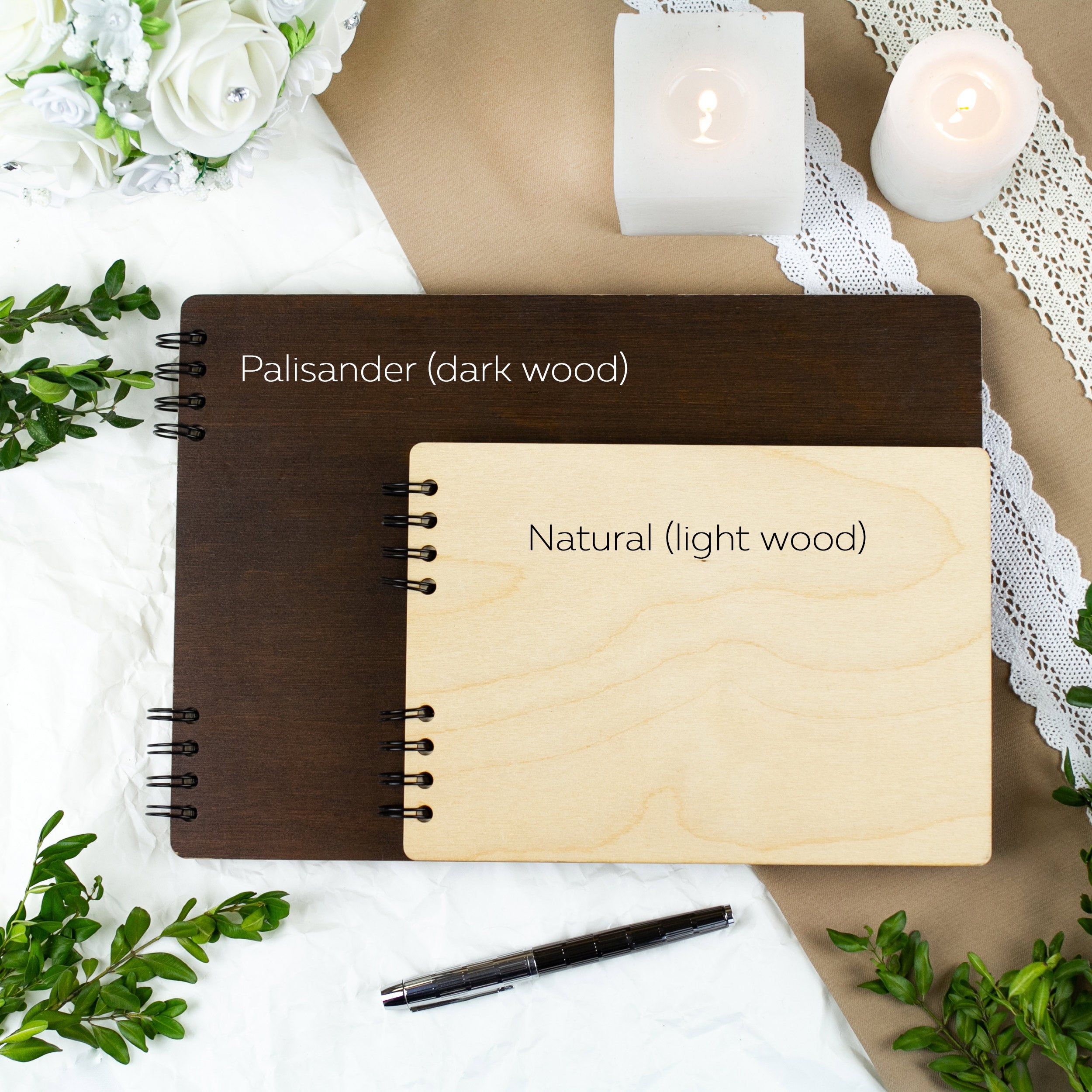 Alternative Custom Wedding Guestbook - Wooden Landscape Photo Guest Books