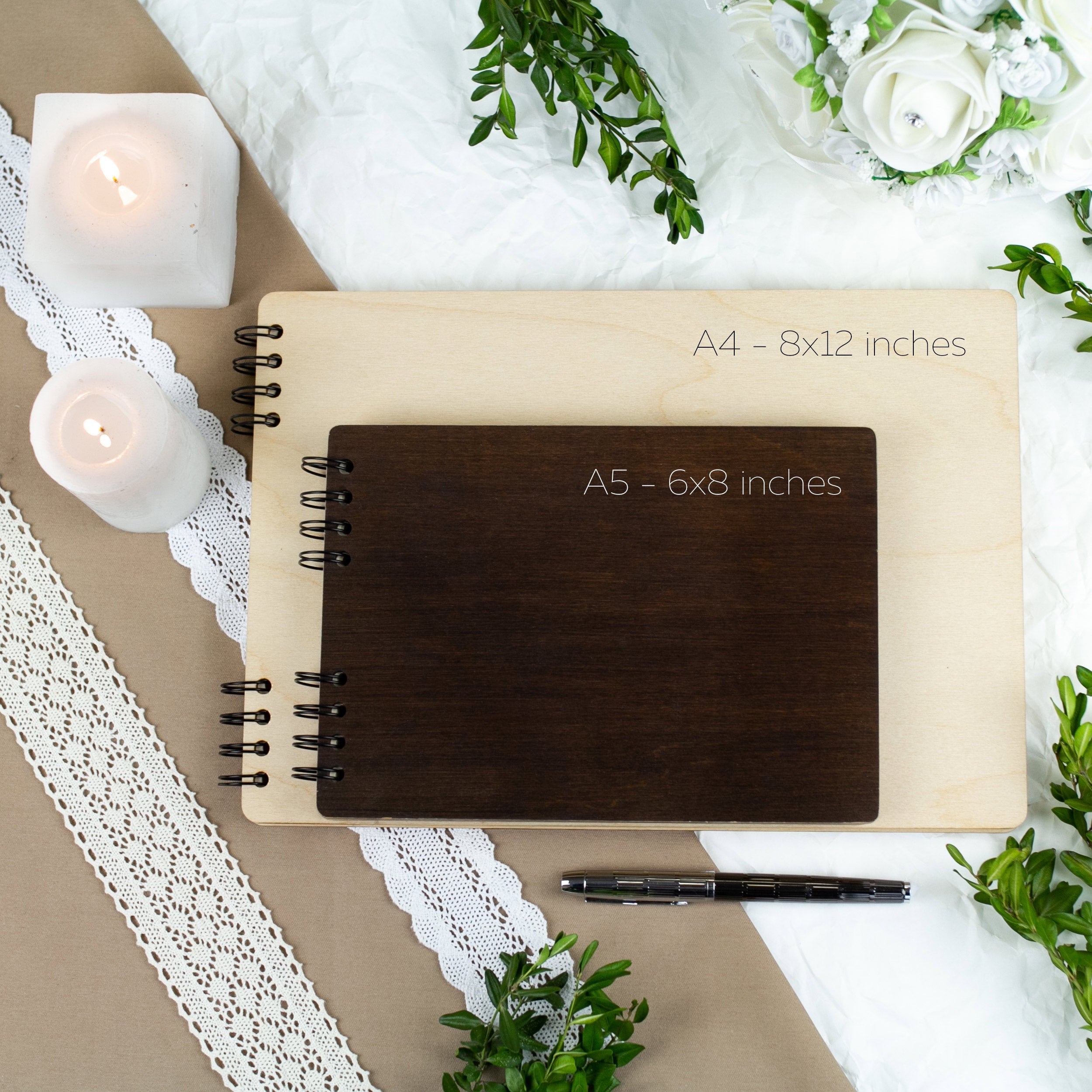 Alternative Custom Wedding Guestbook - Wooden Landscape Photo Guest Books