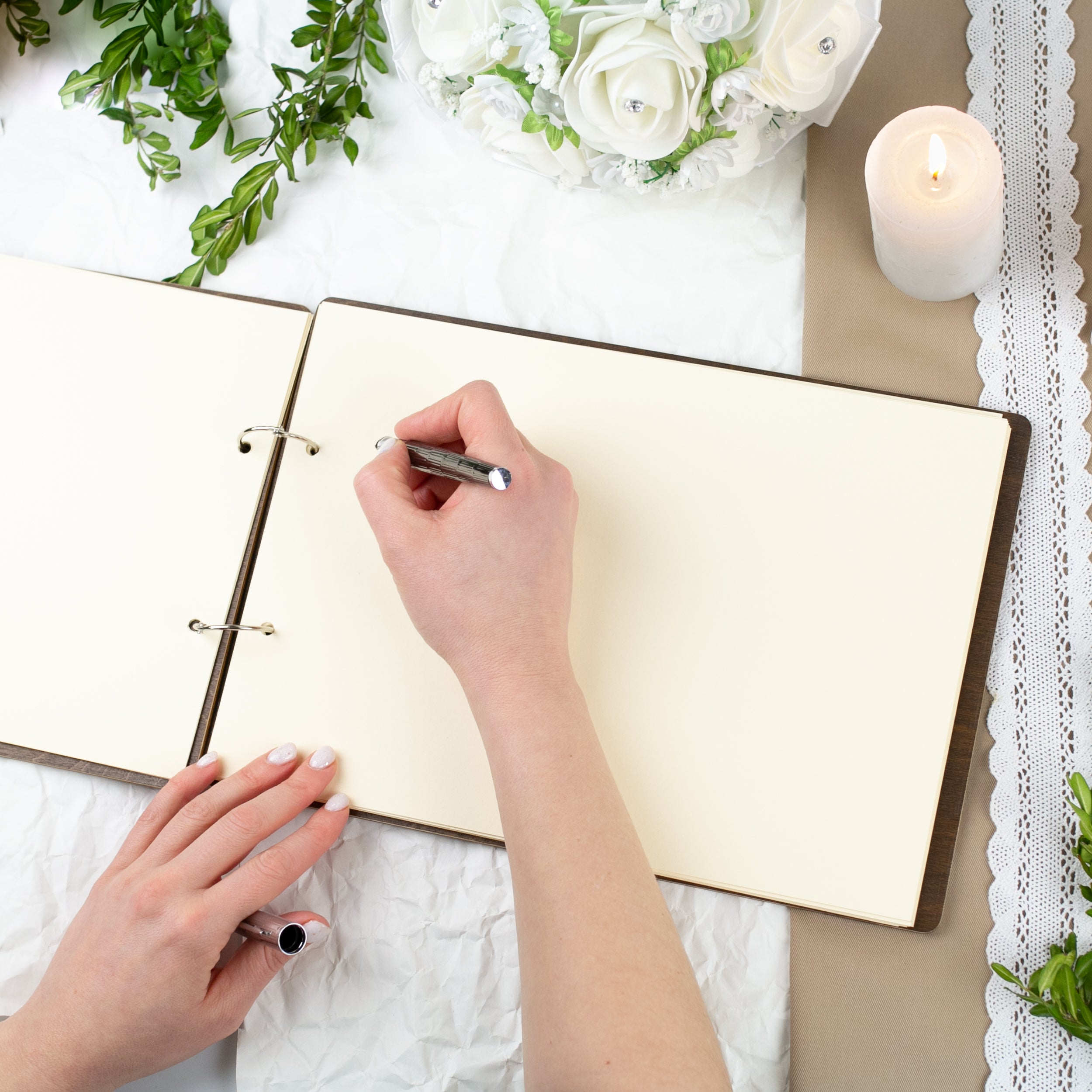 Southwestern Wedding Guest Book - Engraved Guestbook with Cactus