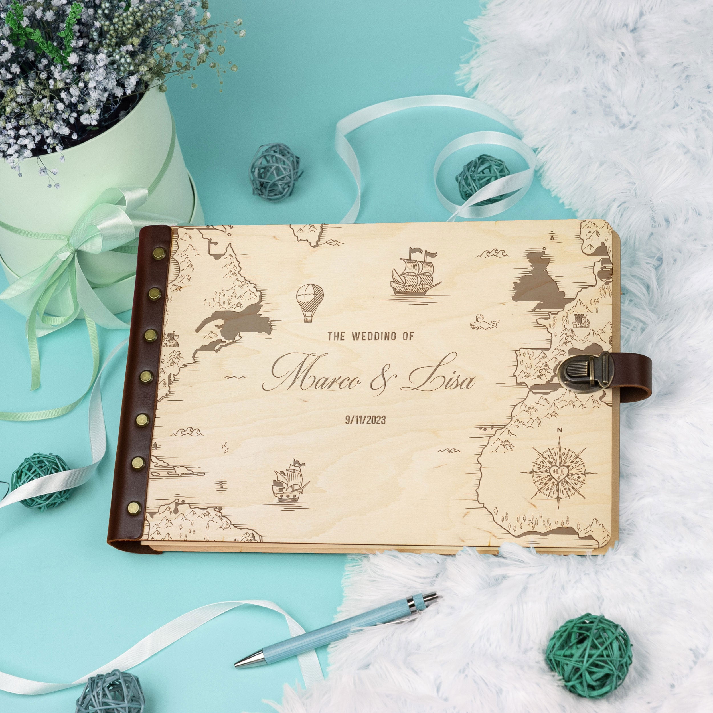 Adventure Wedding Guest Book - Travel Custom Guestbook