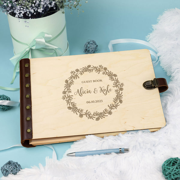 Wreath Wedding Guestbook - Custom Guest Book