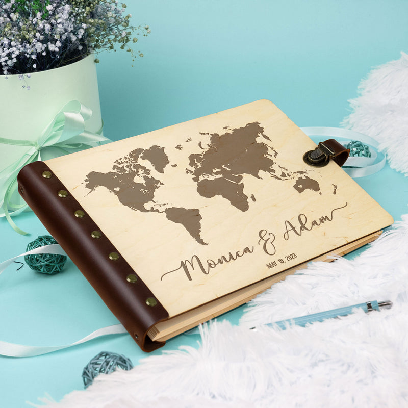 Wedding Guest Book with World Map - Travel Guest Book Ideas
