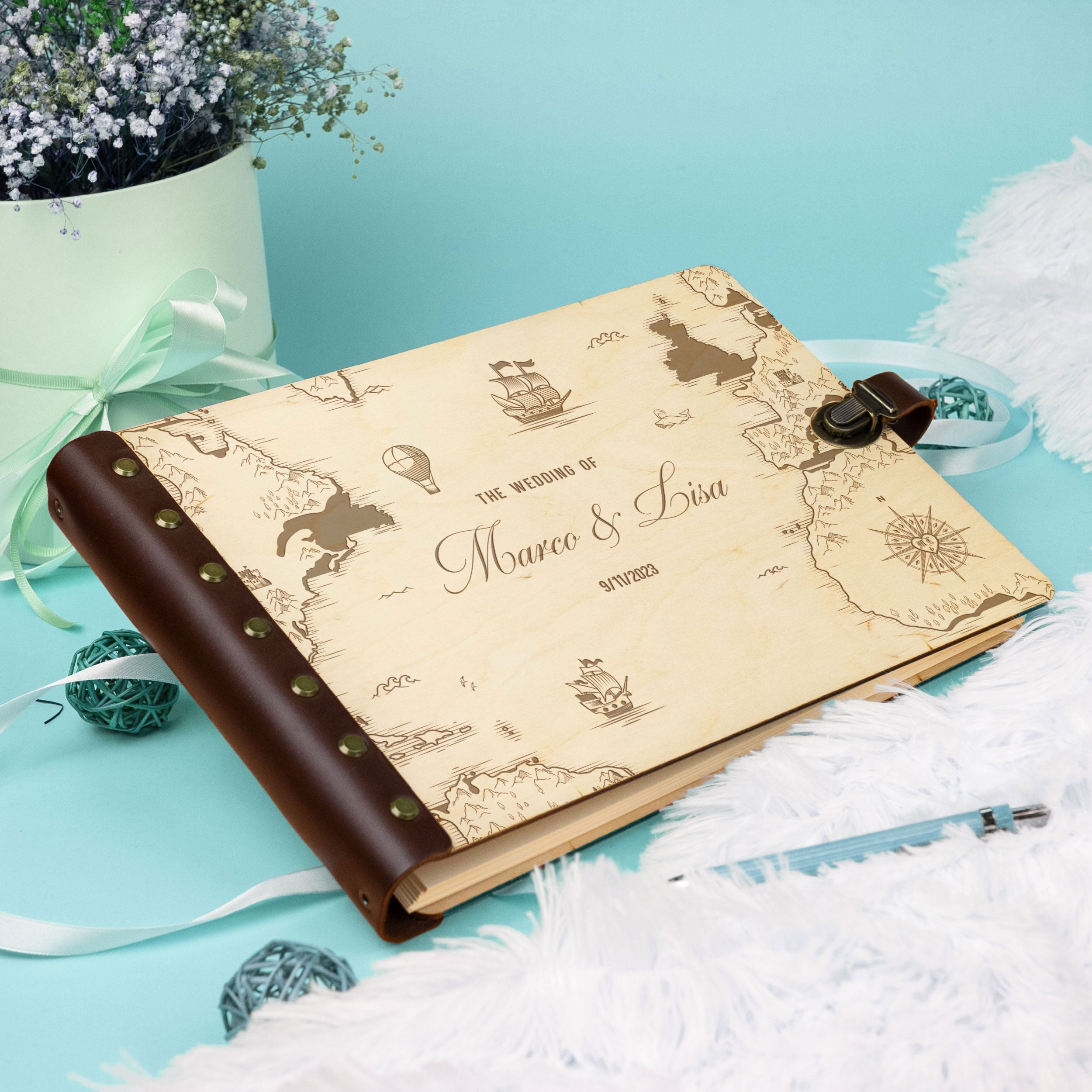 Adventure Wedding Guest Book - Travel Custom Guestbook