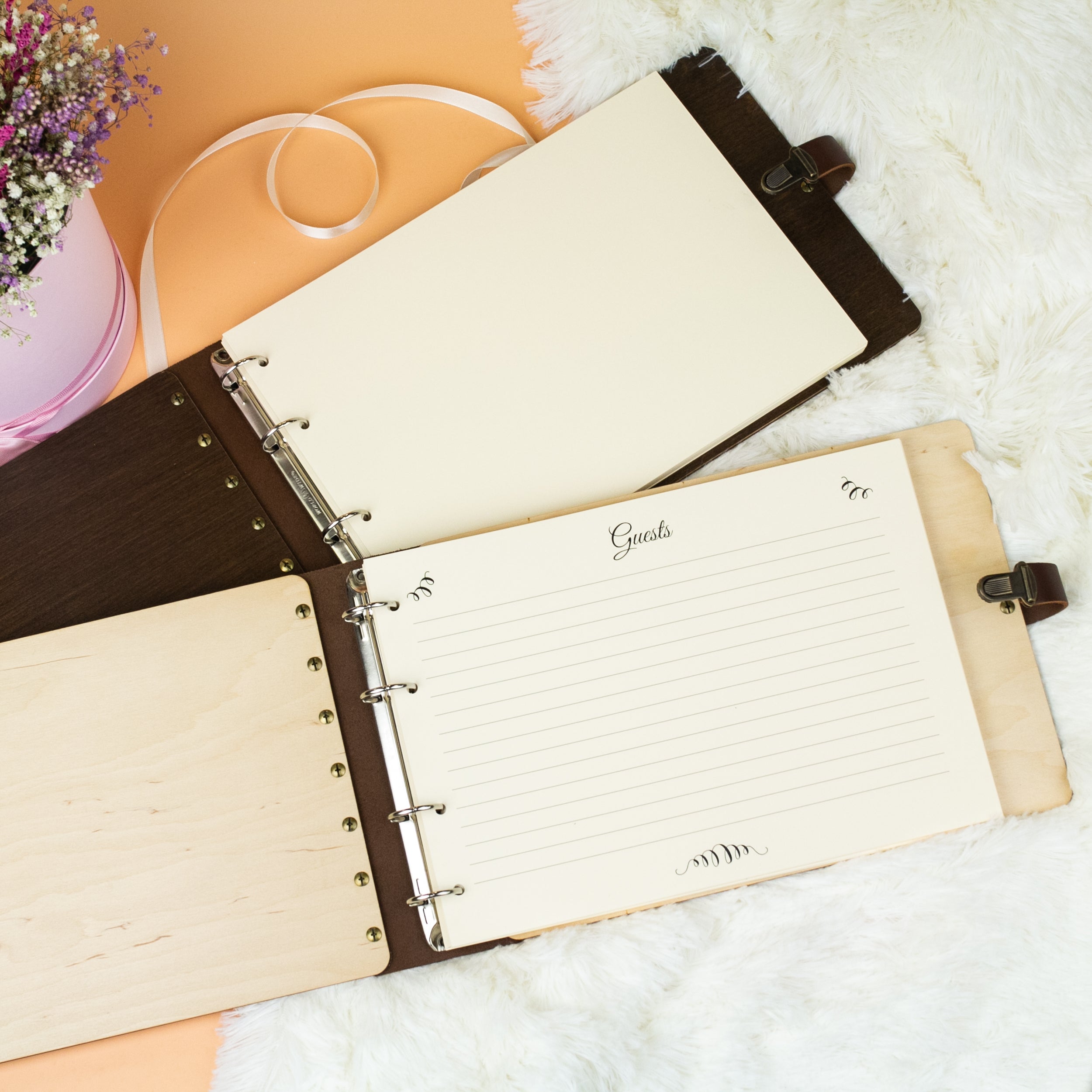 Wedding Guest Book with Mandala design - Boho Guestbook