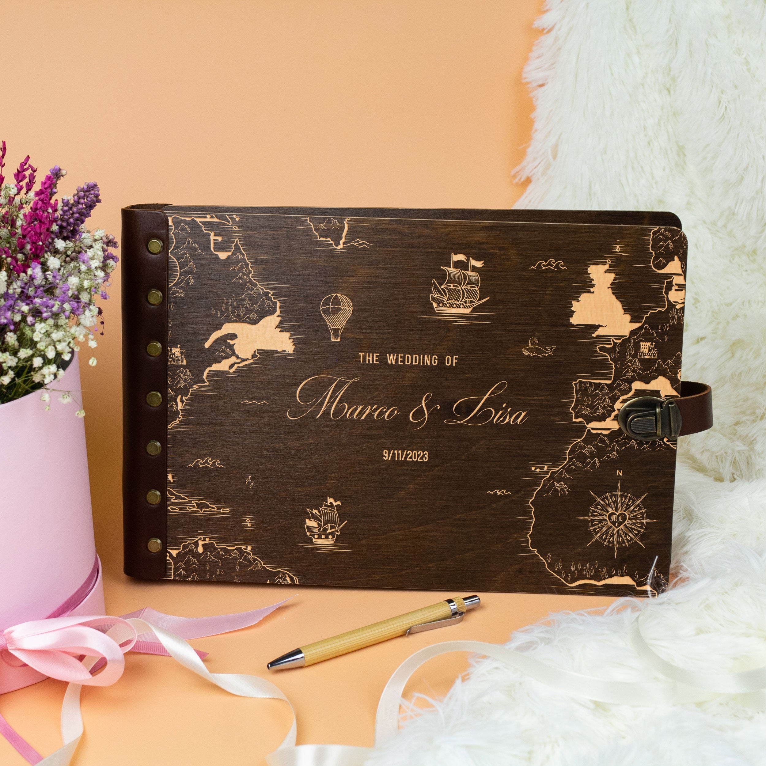 Adventure Wedding Guest Book - Travel Custom Guestbook