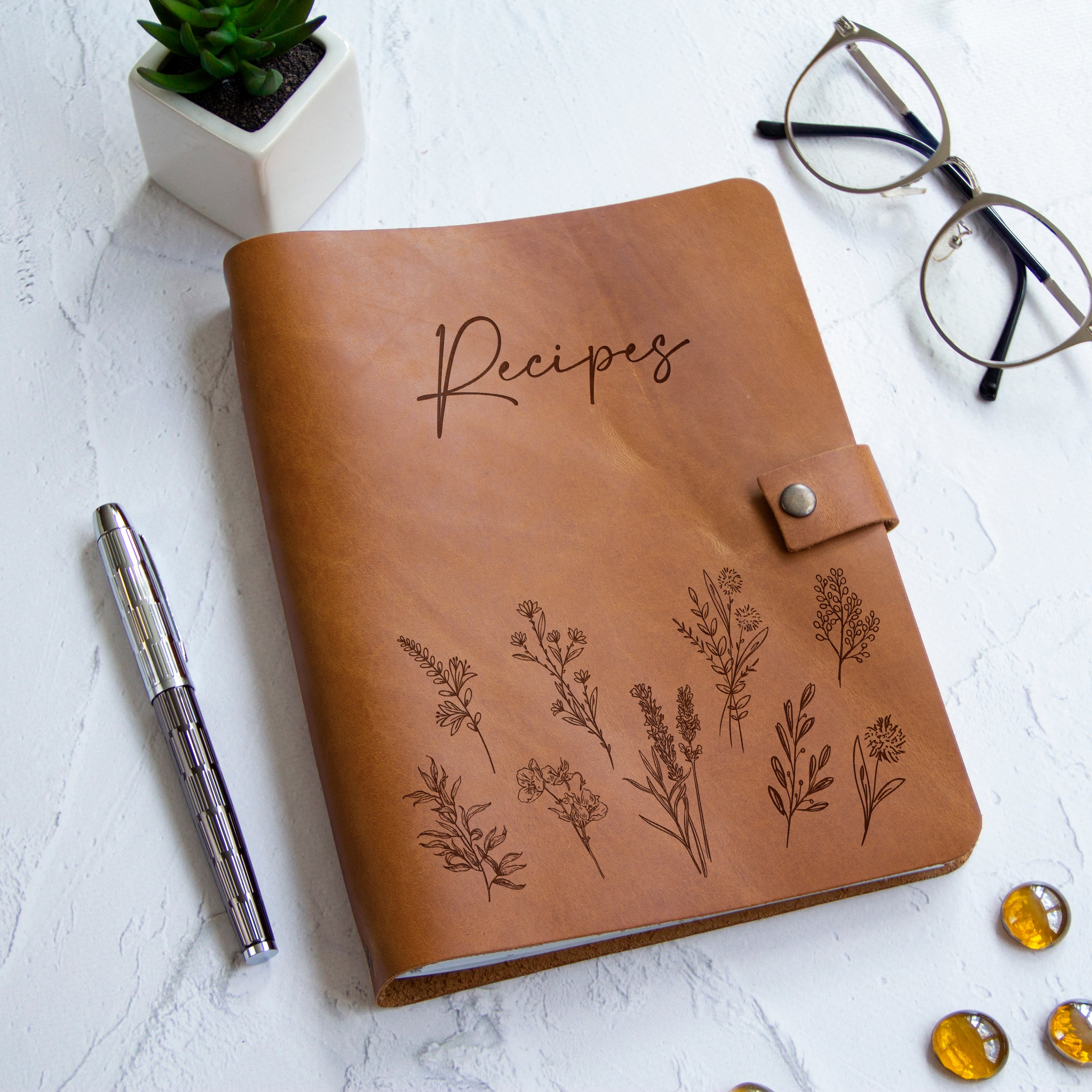 Leather Recipe Book, Personalized CookBook Binder