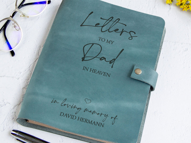 Letters to Dad in Heaven - Personalised Memorial Gifts - Custom Leather Journal