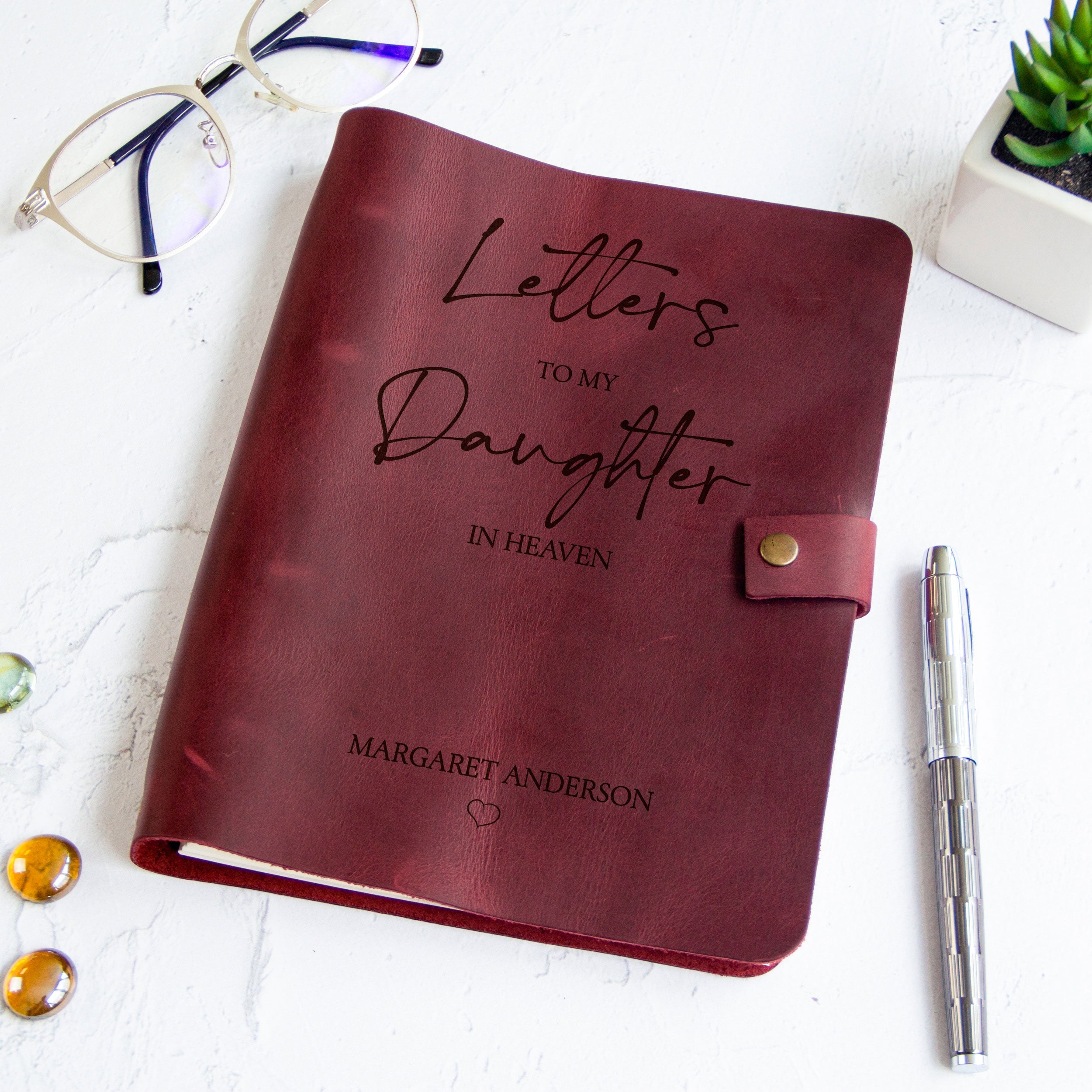 Letters to Dad in Heaven - Personalised Memorial Gifts - Custom Leather Journal