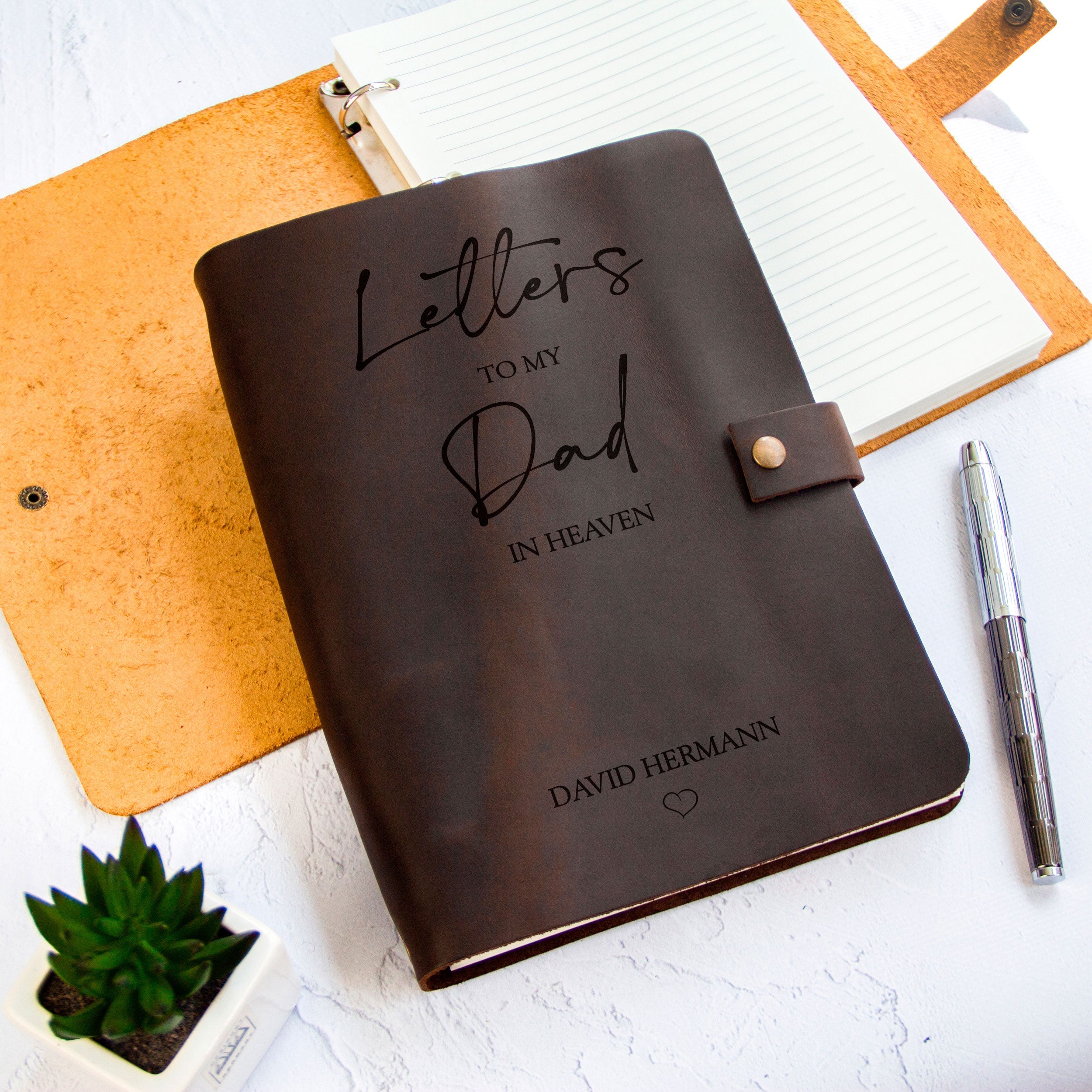 Letters to Dad in Heaven - Personalised Memorial Gifts - Custom Leather Journal