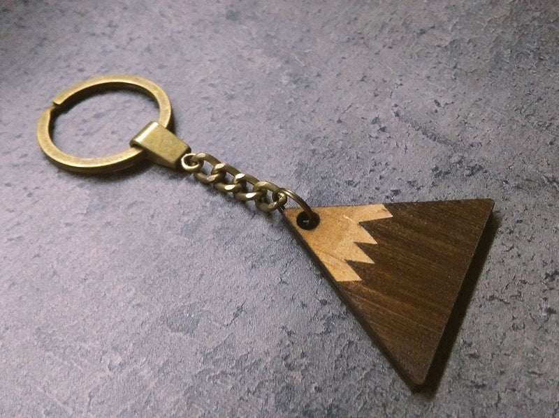 Mountain Keychain - Christmas Gift for Him - Wooden keyring