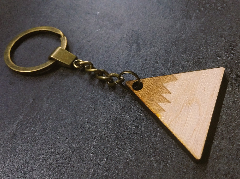 Mountain Keychain - Christmas Gift for Him - Wooden keyring