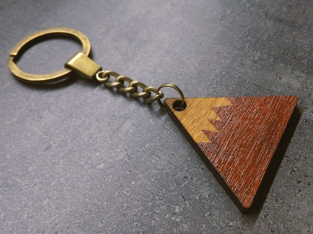 Mountain Keychain - Christmas Gift for Him - Wooden keyring