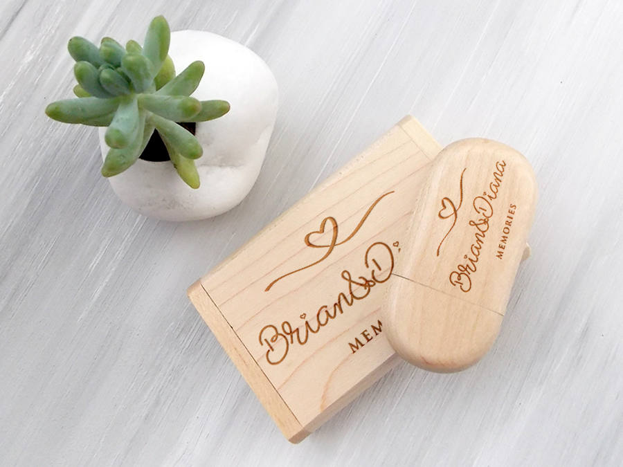 Custom Engraved USB Wedding Memories 32GB USB Wedding Keepsake Wood USB Wedding Gift for Couple Personalized USb Flash Drive Family Memories