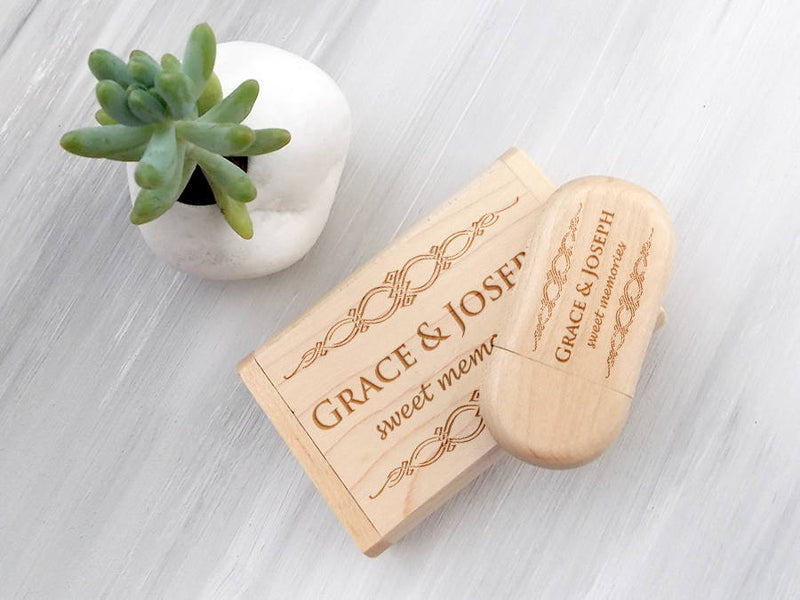 Wood 16-64 Gb USB Flash Drive, Valentines Gift, Wooden Wedding Favor, Wedding Memory, Gift for Couple, 5th Anniversary Gift Photographer USB