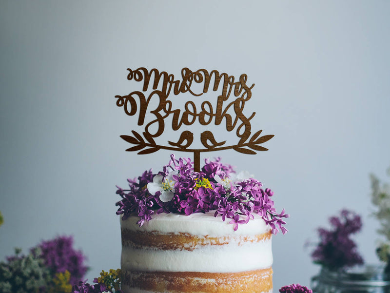 Wedding Cake Topper - Boho Cake Topper with Birds