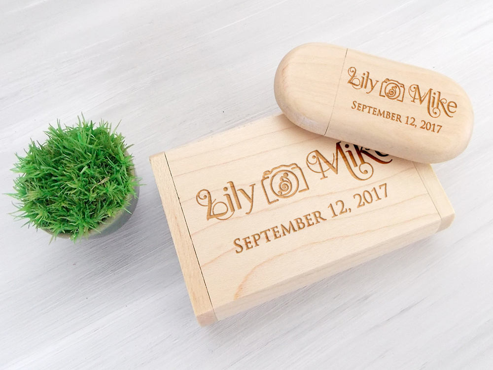 Wooden 16-64 Gb USB Wedding Flash Drive Wedding Photography Personalized USB Flash Drive Gift for Couple Engraved Gifts Wedding Keepsake